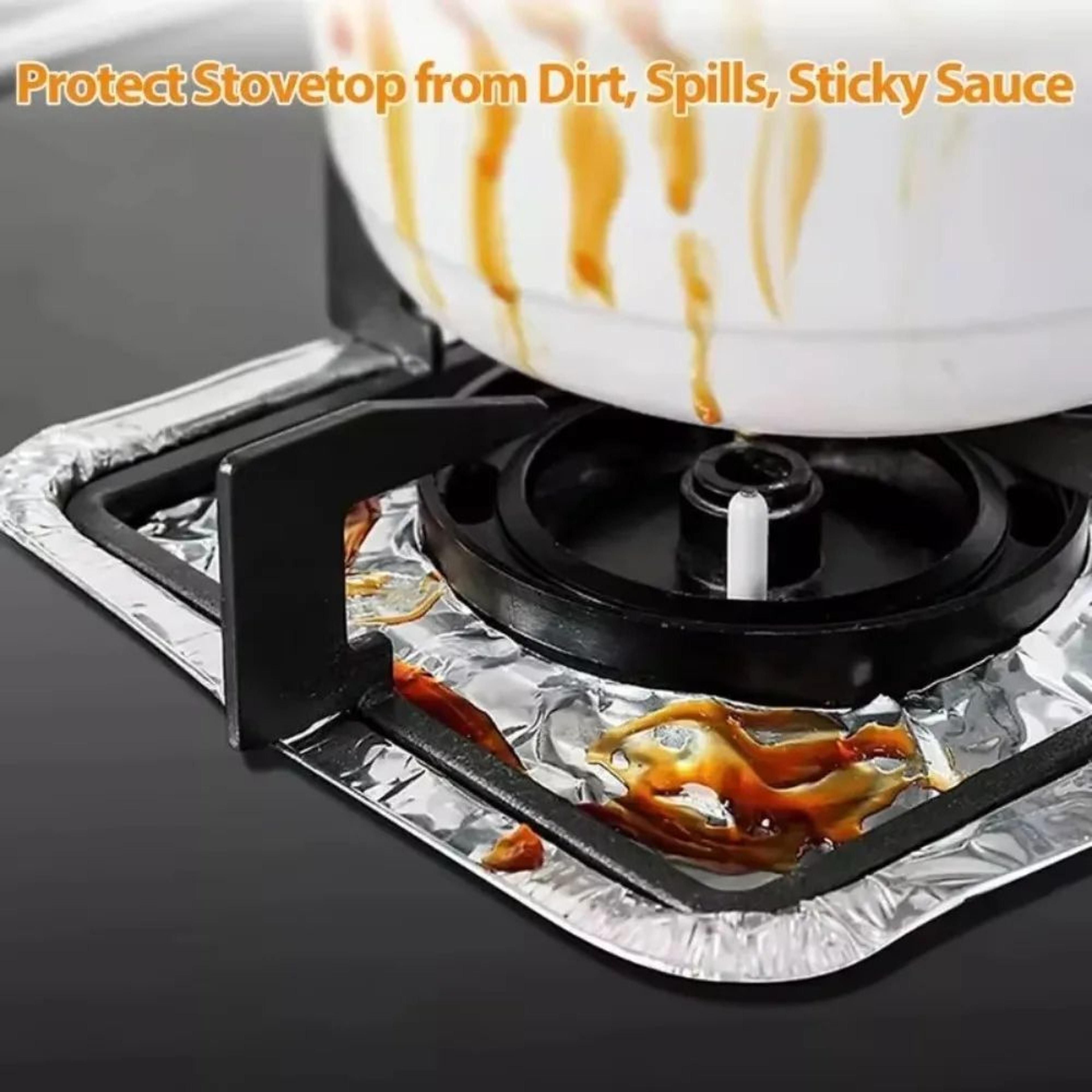 20Pack Aluminum Foil Gas Stove Burner Covers  Disposable Stove Liners For Easy Cleanup 2