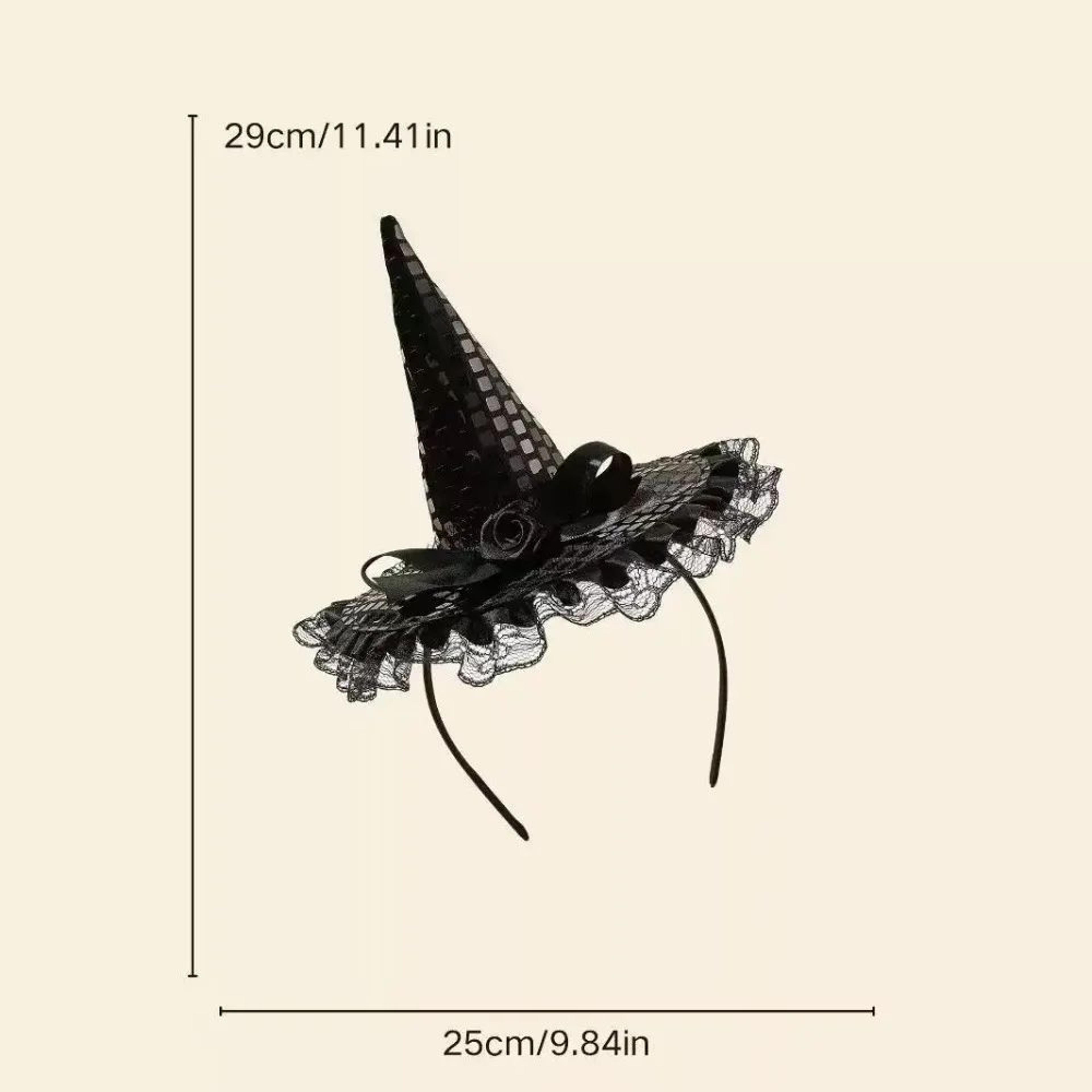 Gothic Halloween Witch Hat With Feathers  Lace  Elegant Witch Costume Accessory 5