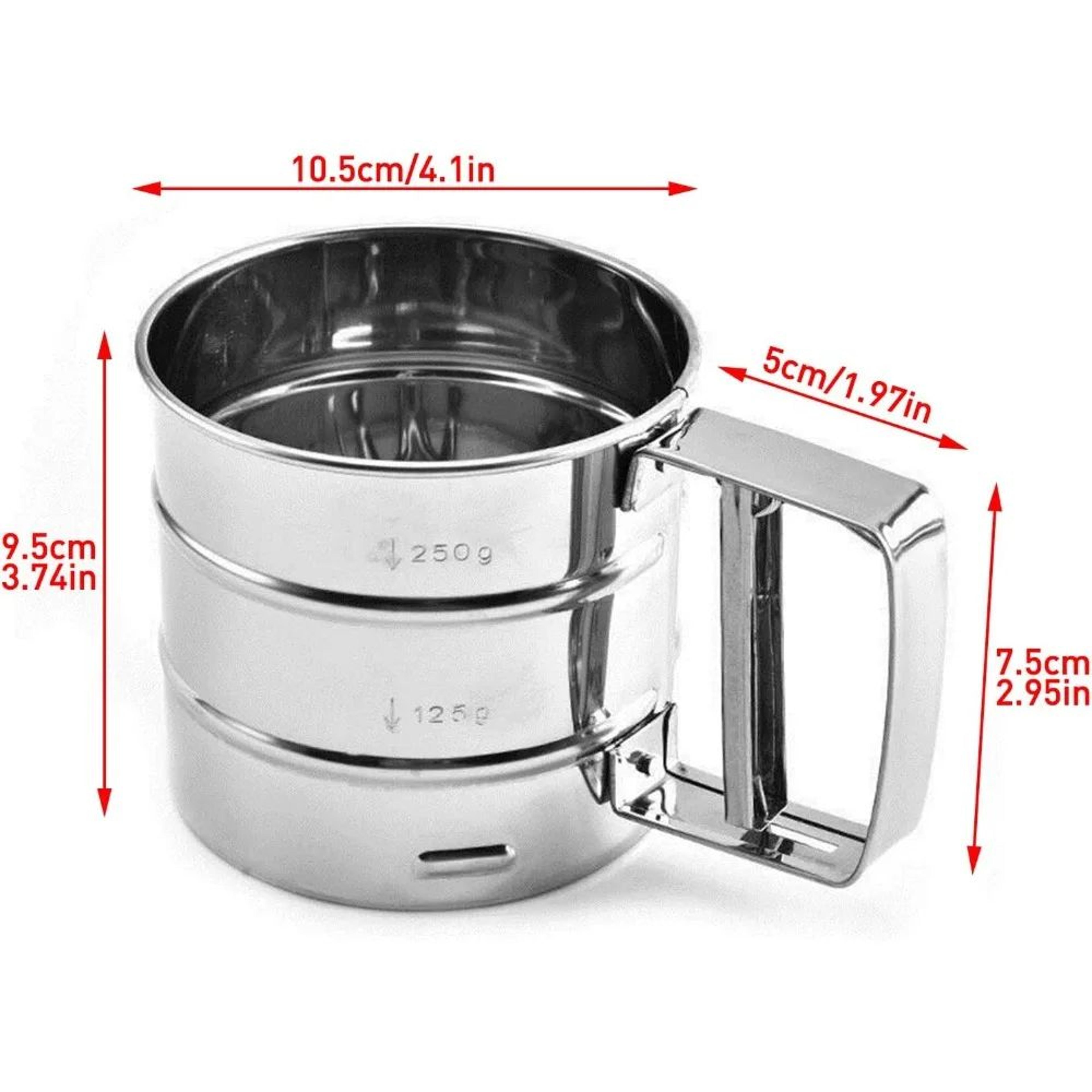 Stainless Steel Flour Sieve Cup  Fine Mesh SemiAutomatic Baking  Coffee Sifter 1