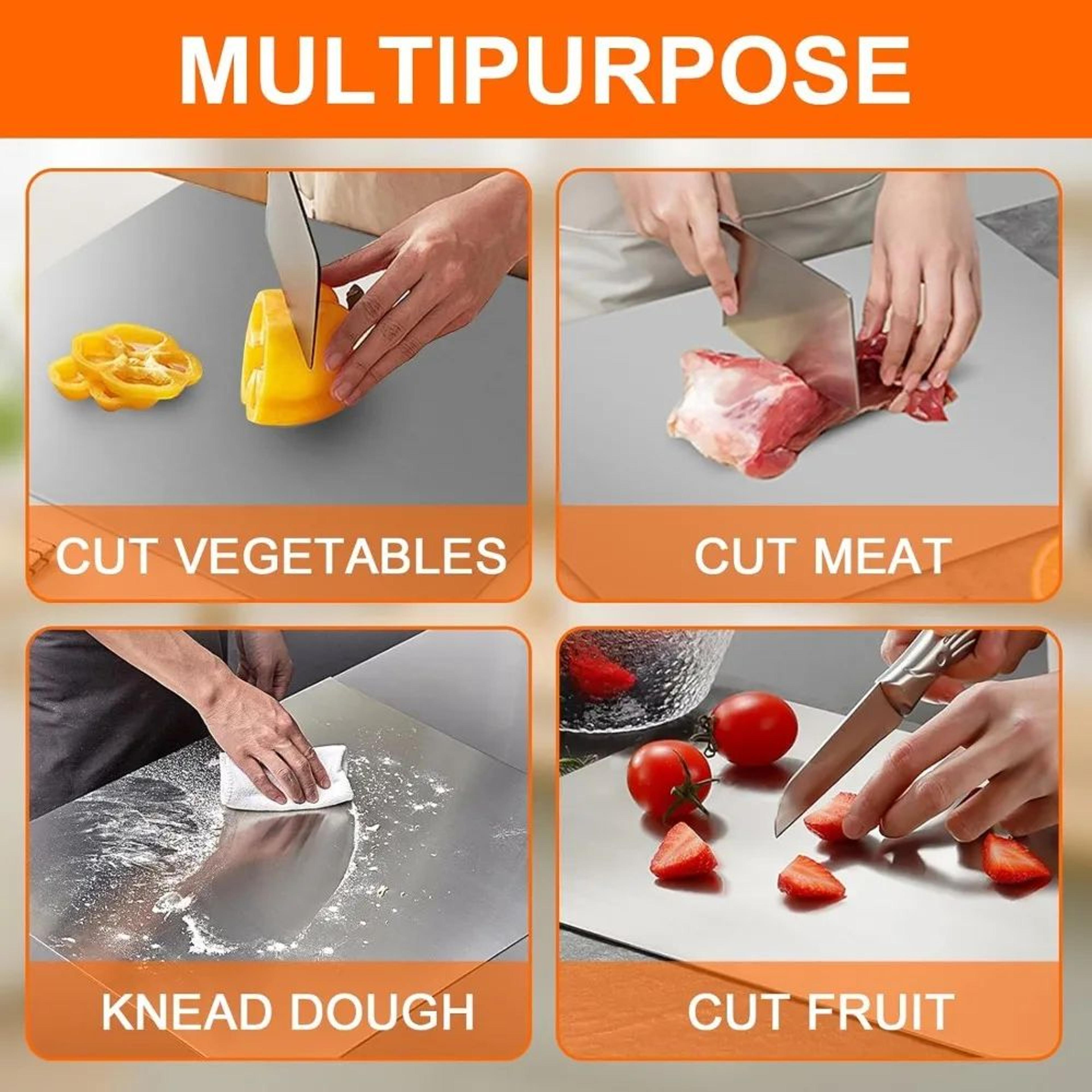 304 Stainless Steel Cutting Board  Large Metal Cutting Board For Meat Vegetables  Baking 4