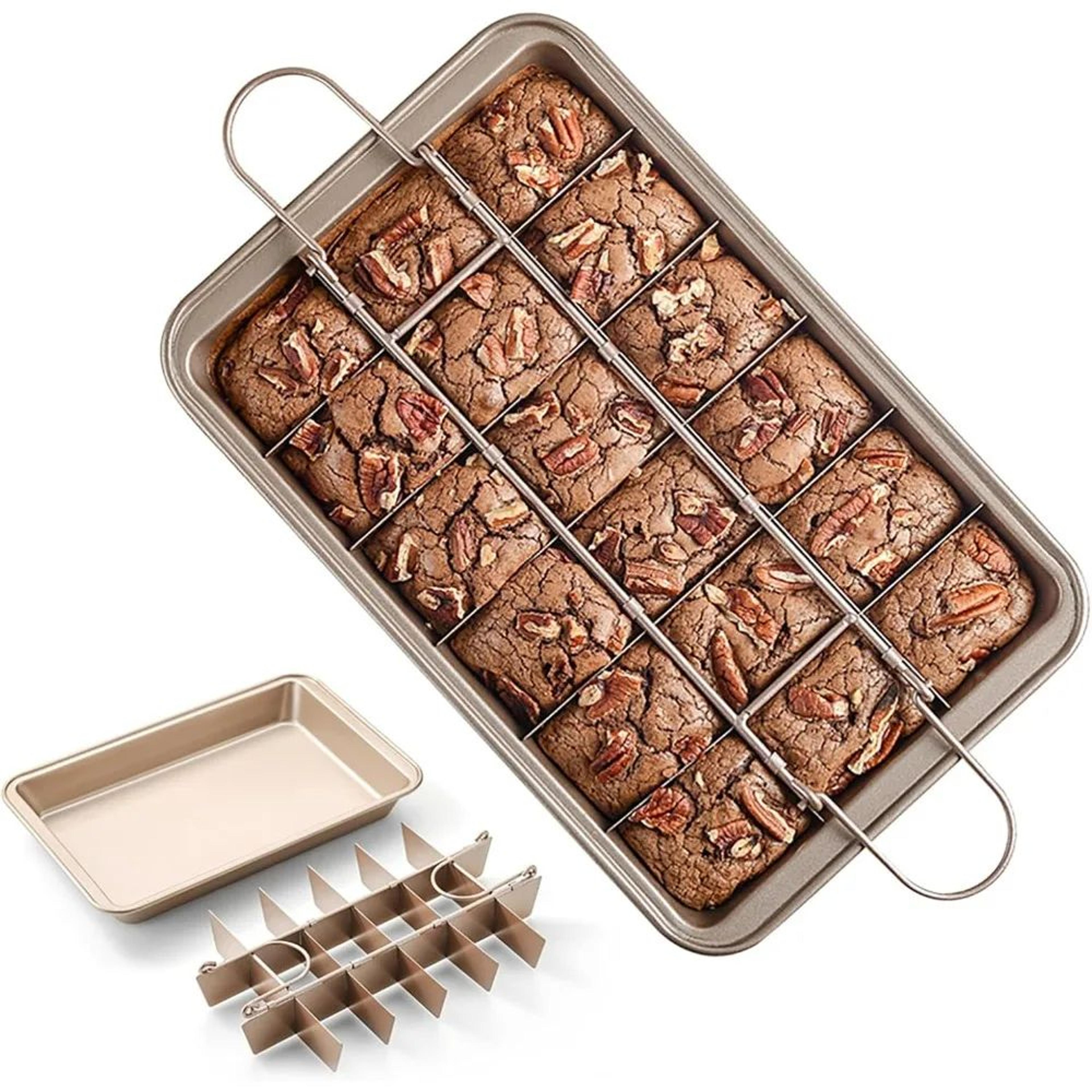 NonStick Divided Brownie Baking Pan  Sectioned Square Tray For Even Perfect Portions 0