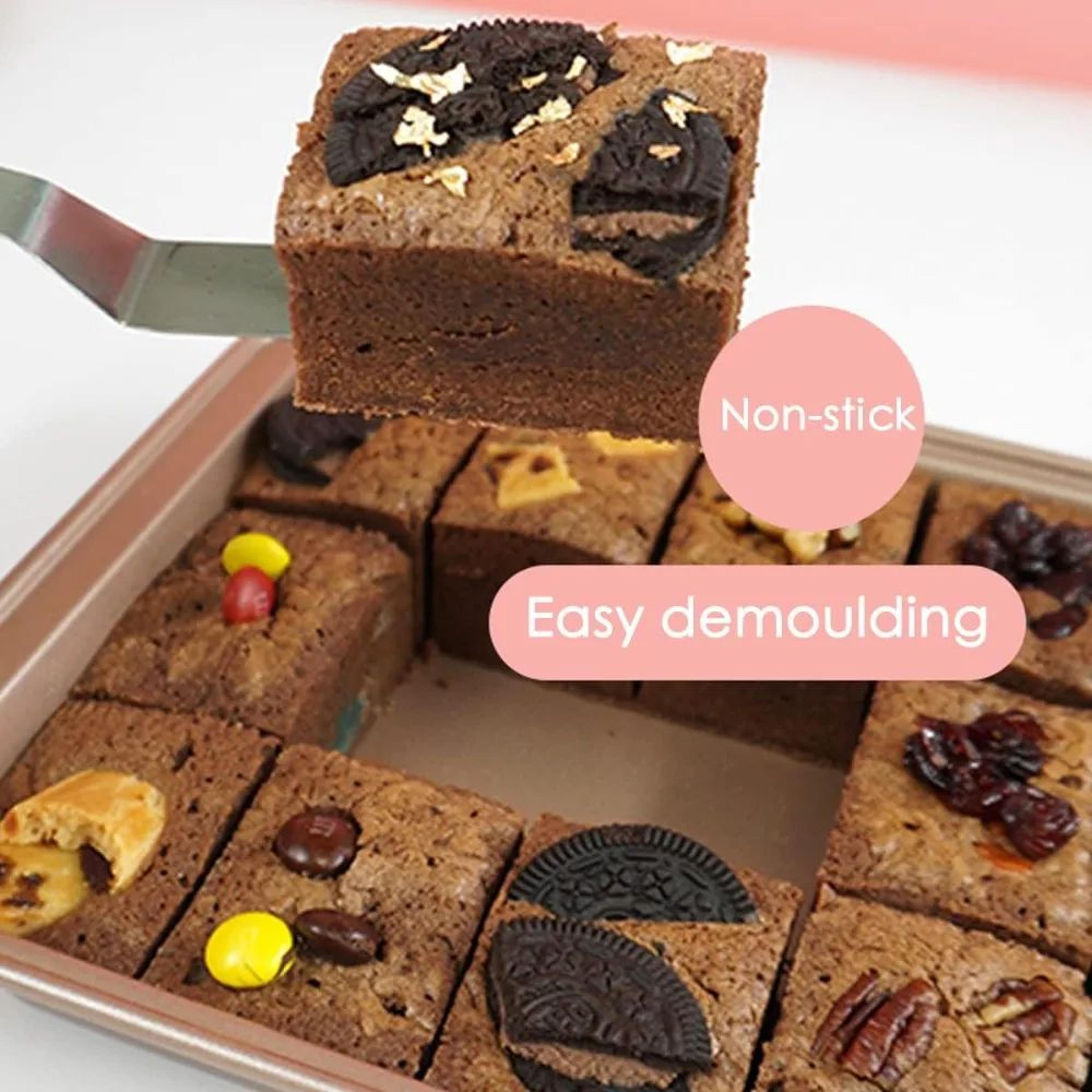 NonStick Divided Brownie Baking Pan  Sectioned Square Tray For Even Perfect Portions 4