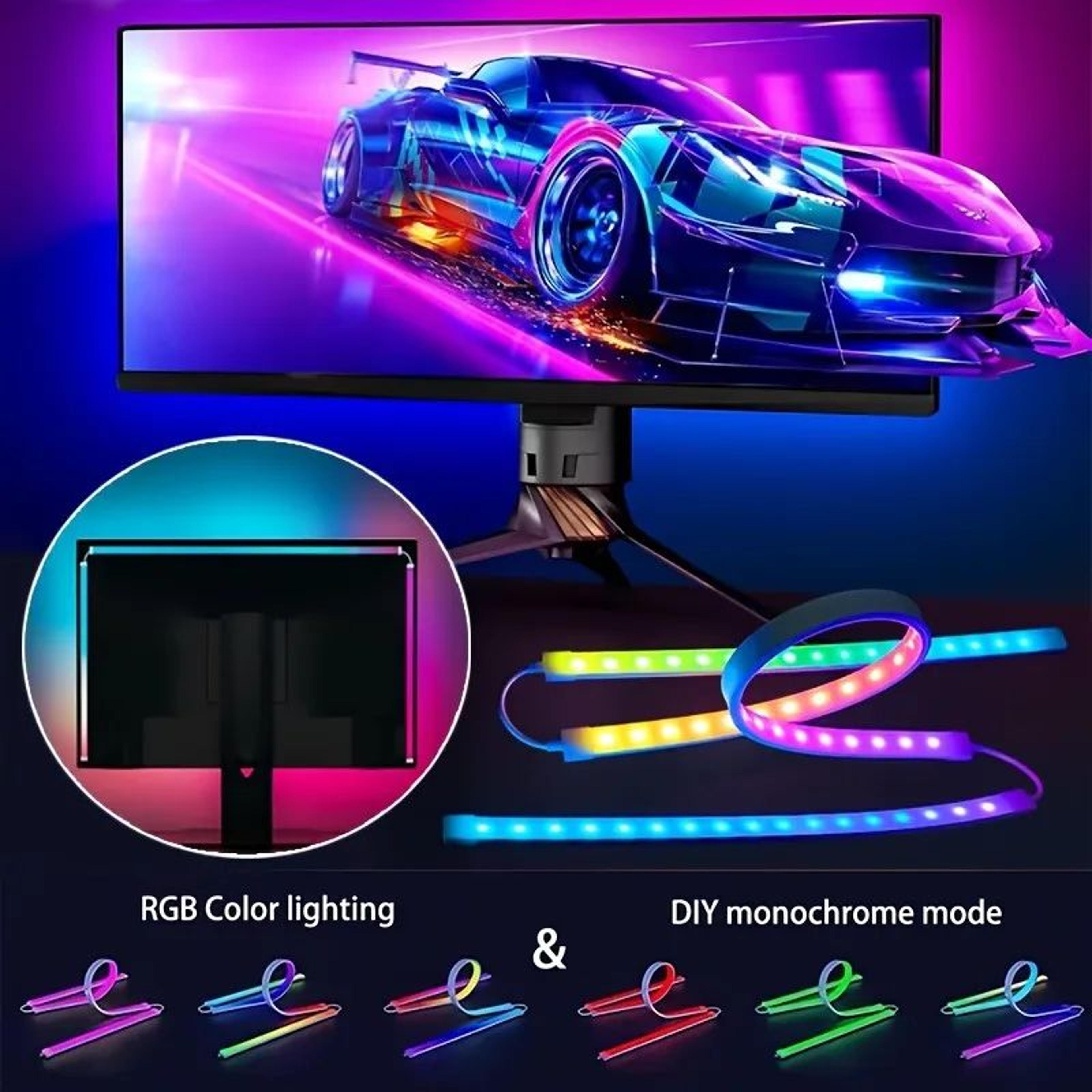 RGB Gaming Monitor LED Backlight  Smart USB Monitor Light With Music Sync  App Control 1
