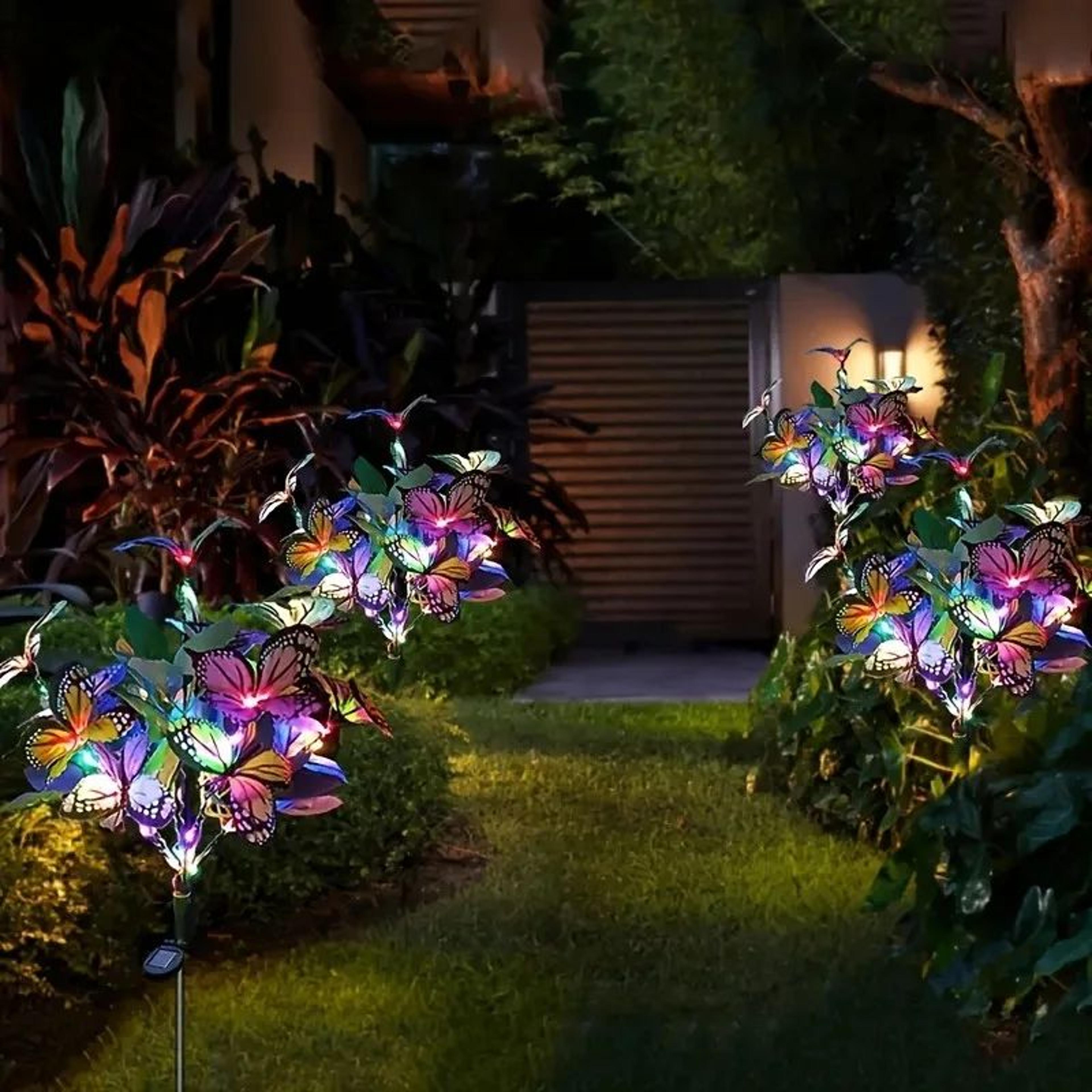 Solar Butterfly Tree Garden Light  MultiColor Outdoor Solar Yard  Patio Decor 1
