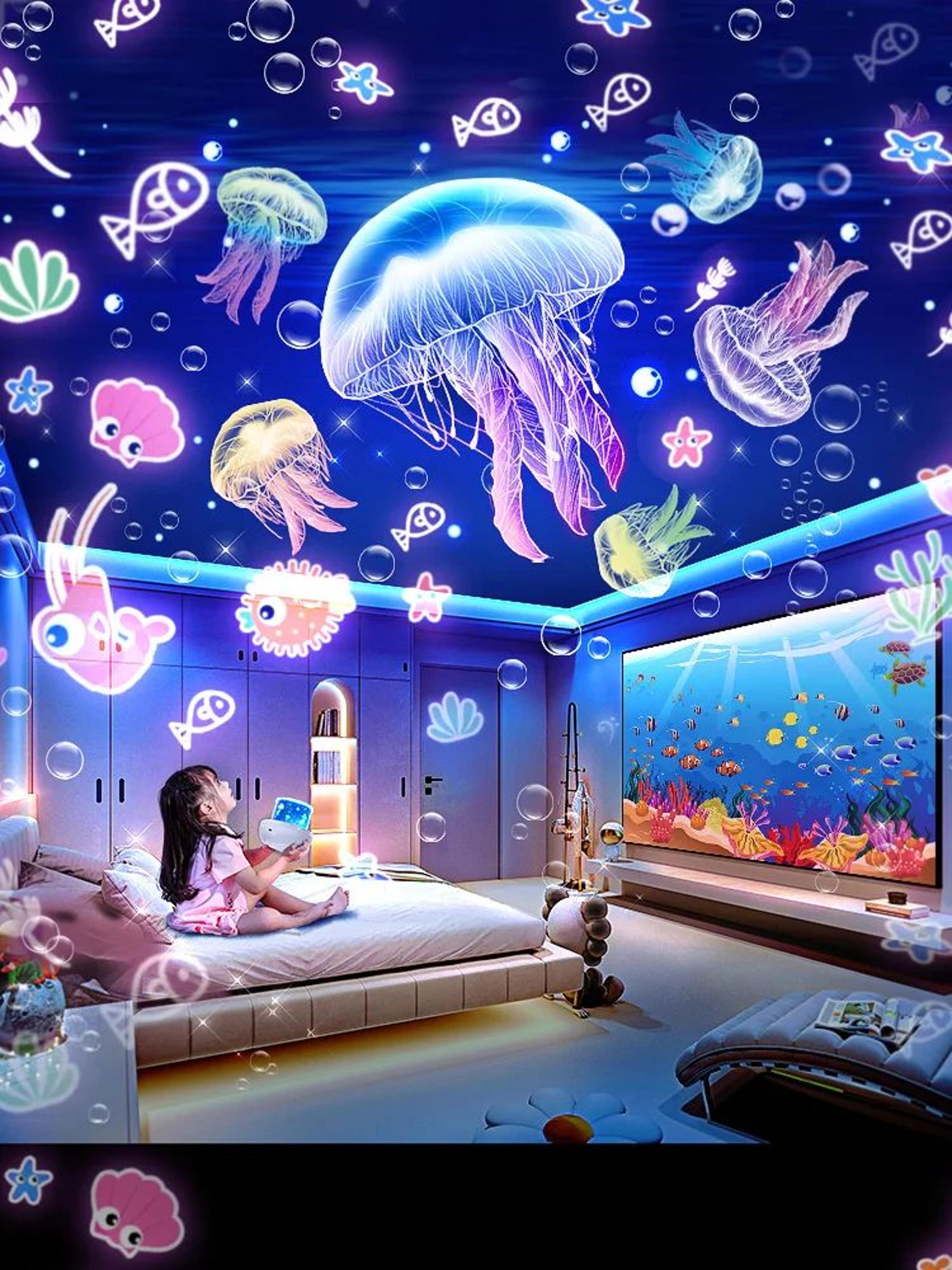 Rotating Star Projector Night Light Rechargeable Bedroom Lamp With Film Sheets For Kids And Home At 1