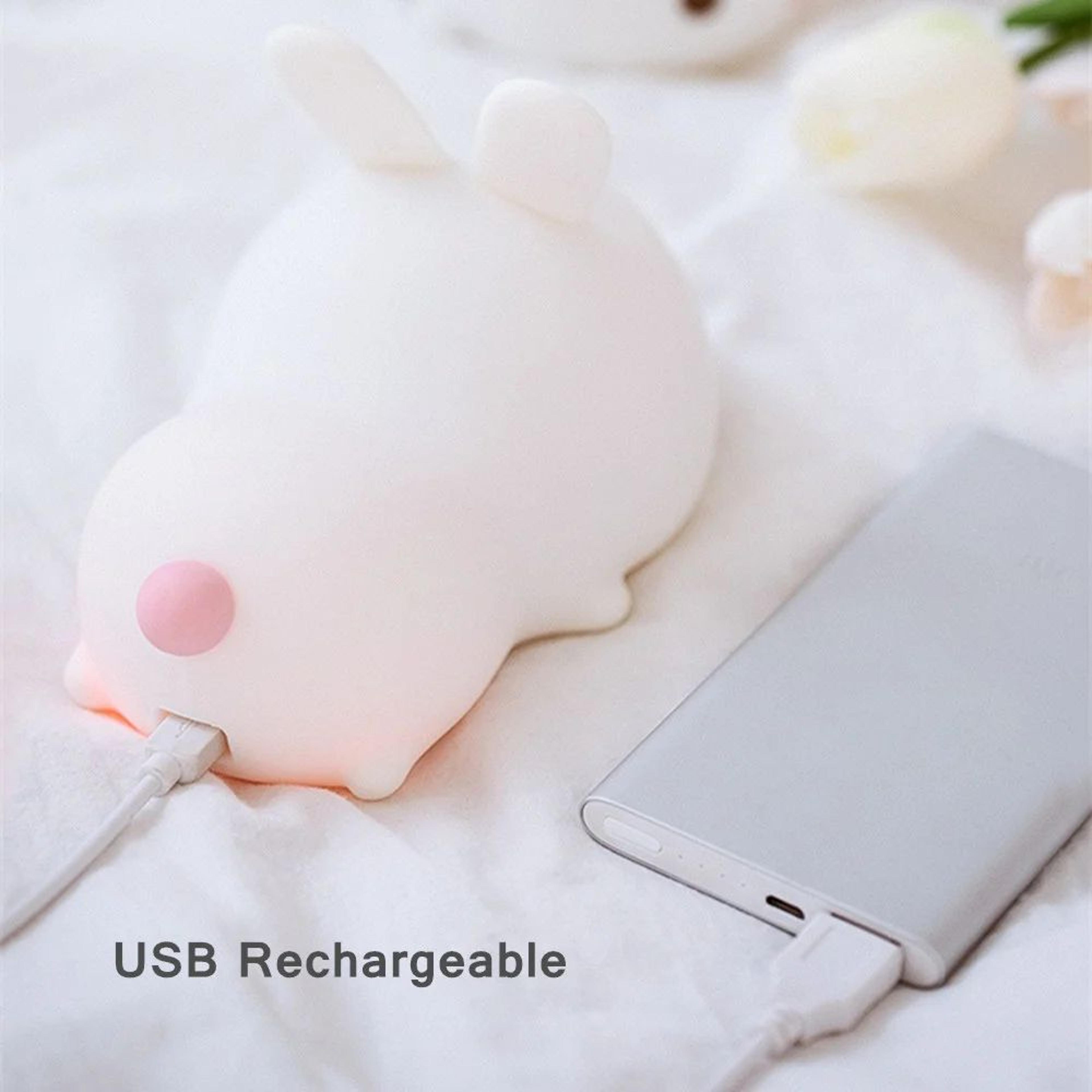 Touch Sensor RGB Bunny Night Light  Silicone Bunny Lamp With 16 Colors USB Rechargeable For Kids  B 4