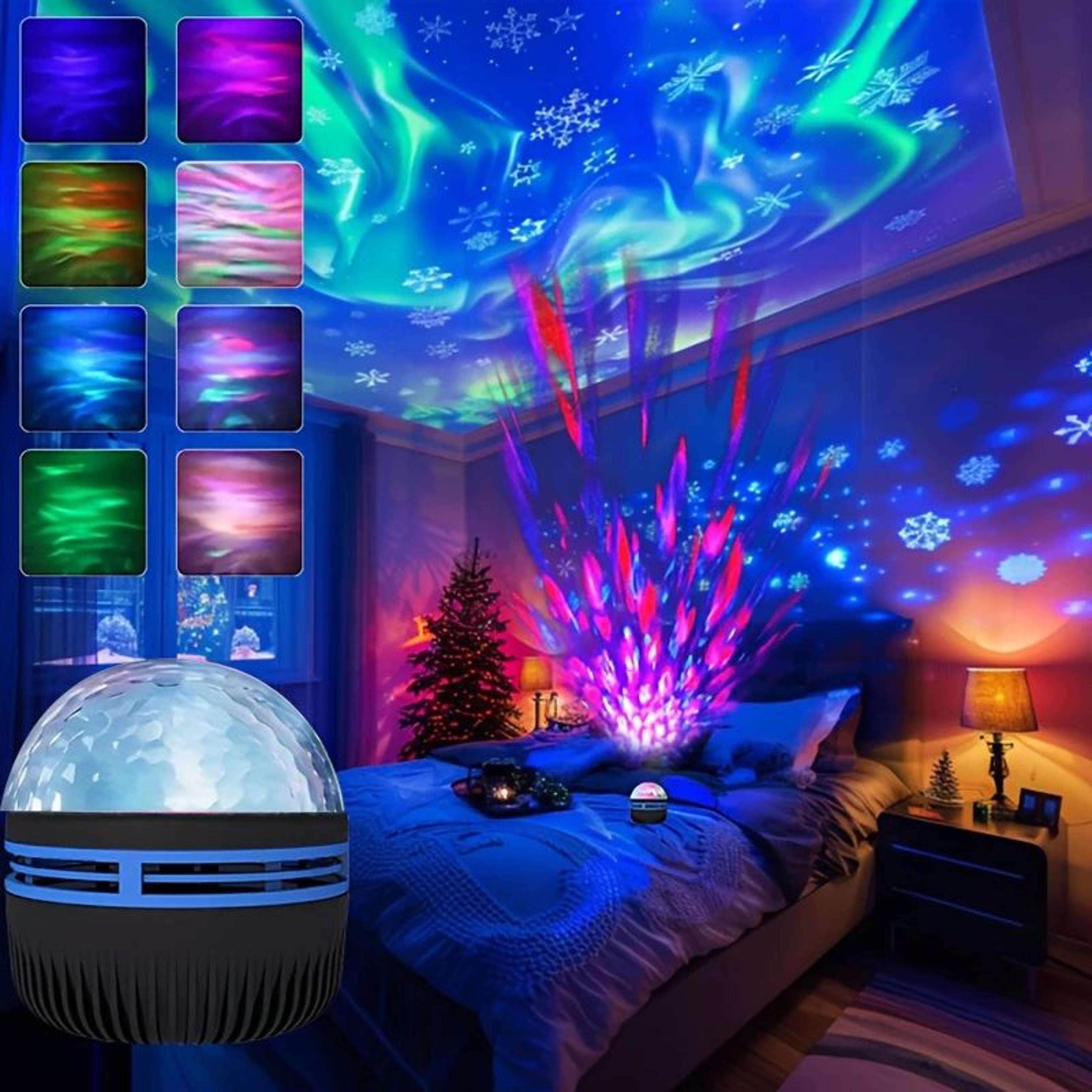 northern lights star projector - aurora borealis projector with 7 modes, remote control & usb power