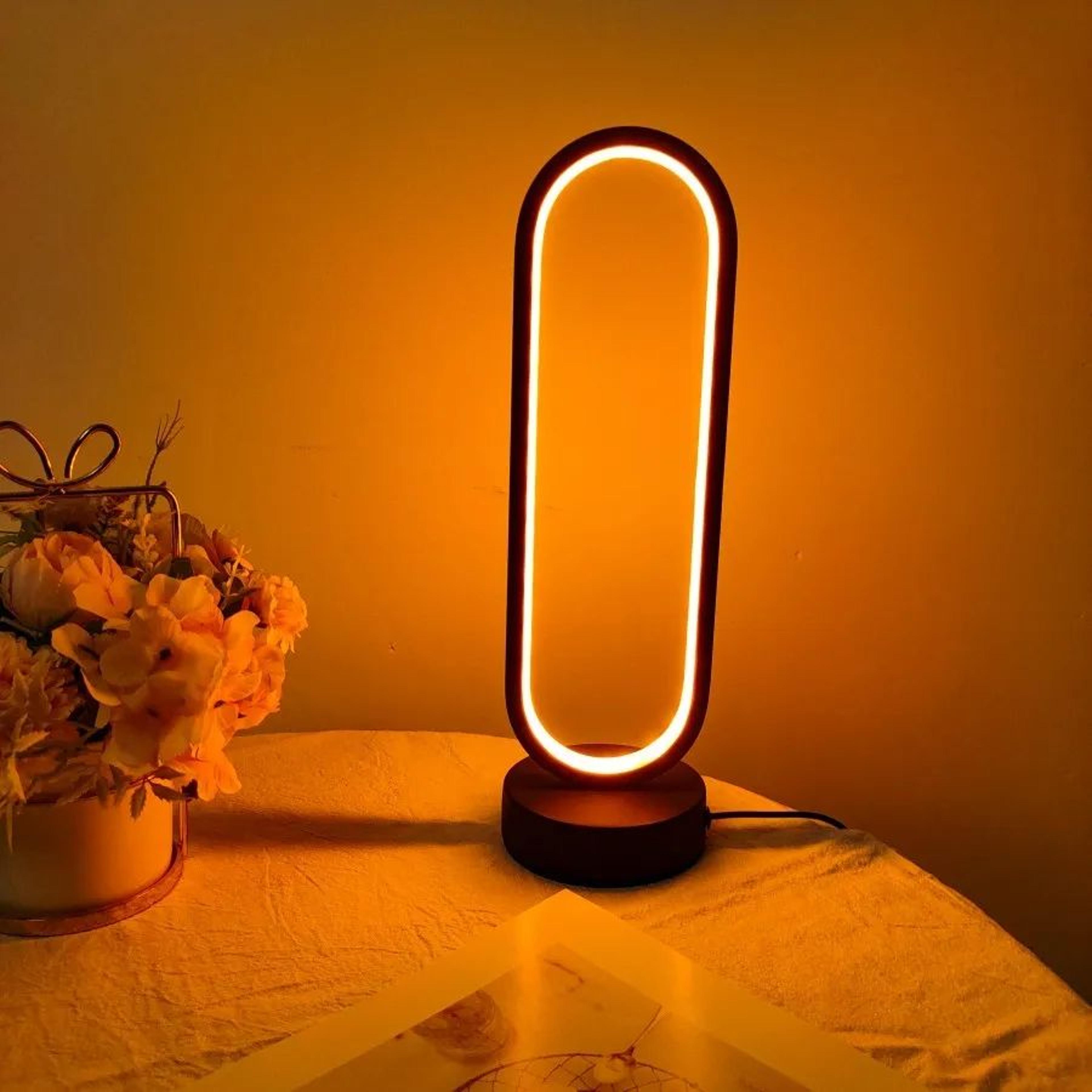 LED Ring Bedside Lamp  Three Color Dimming Night Light For Bedroom  Living Room Ambience 3