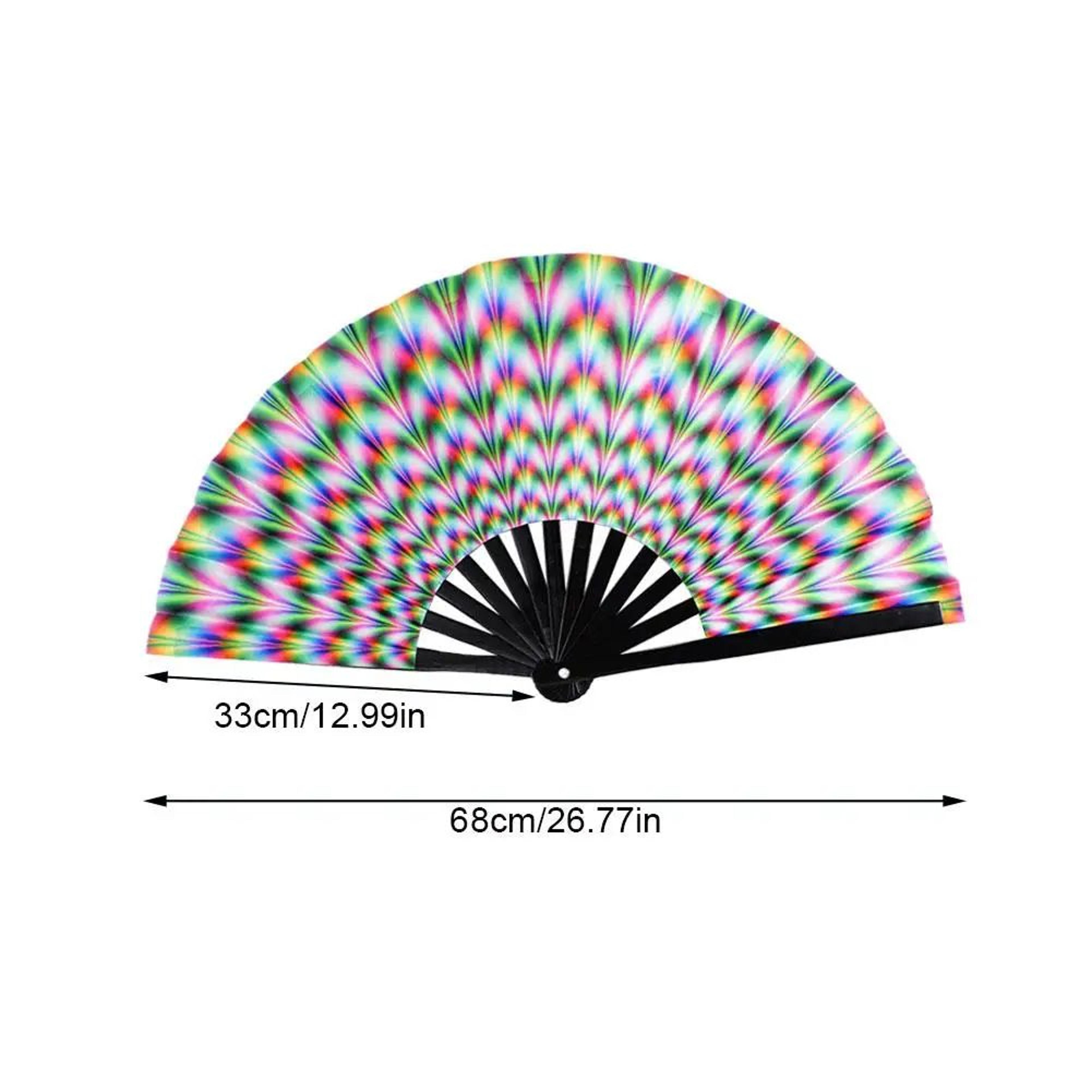 Foldable Rave Hand Fan  Colorful Rave Fan With Reflective Gradient Design For Festivals  Dance 5