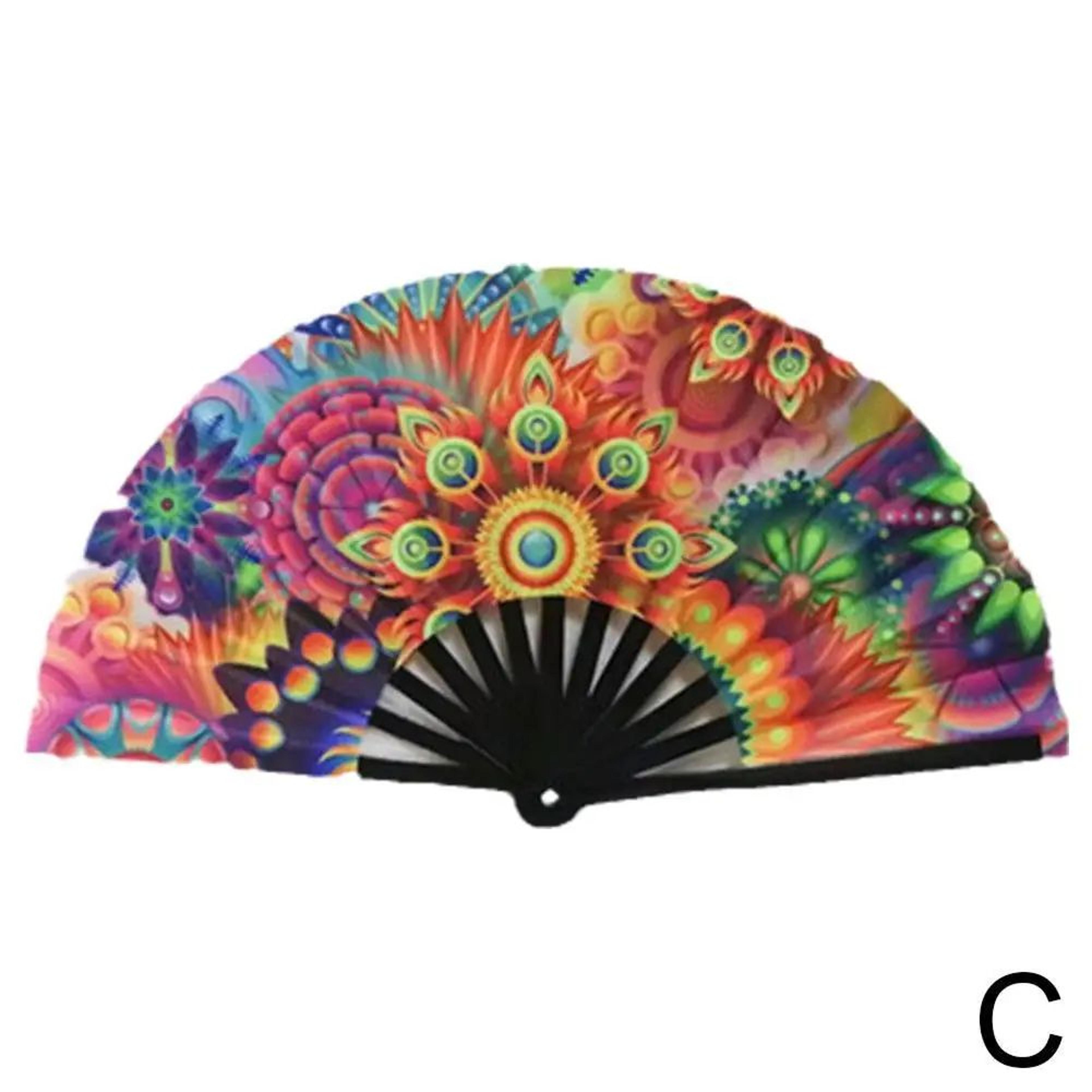 Foldable Rave Hand Fan  Colorful Rave Fan With Reflective Gradient Design For Festivals  Dance 8