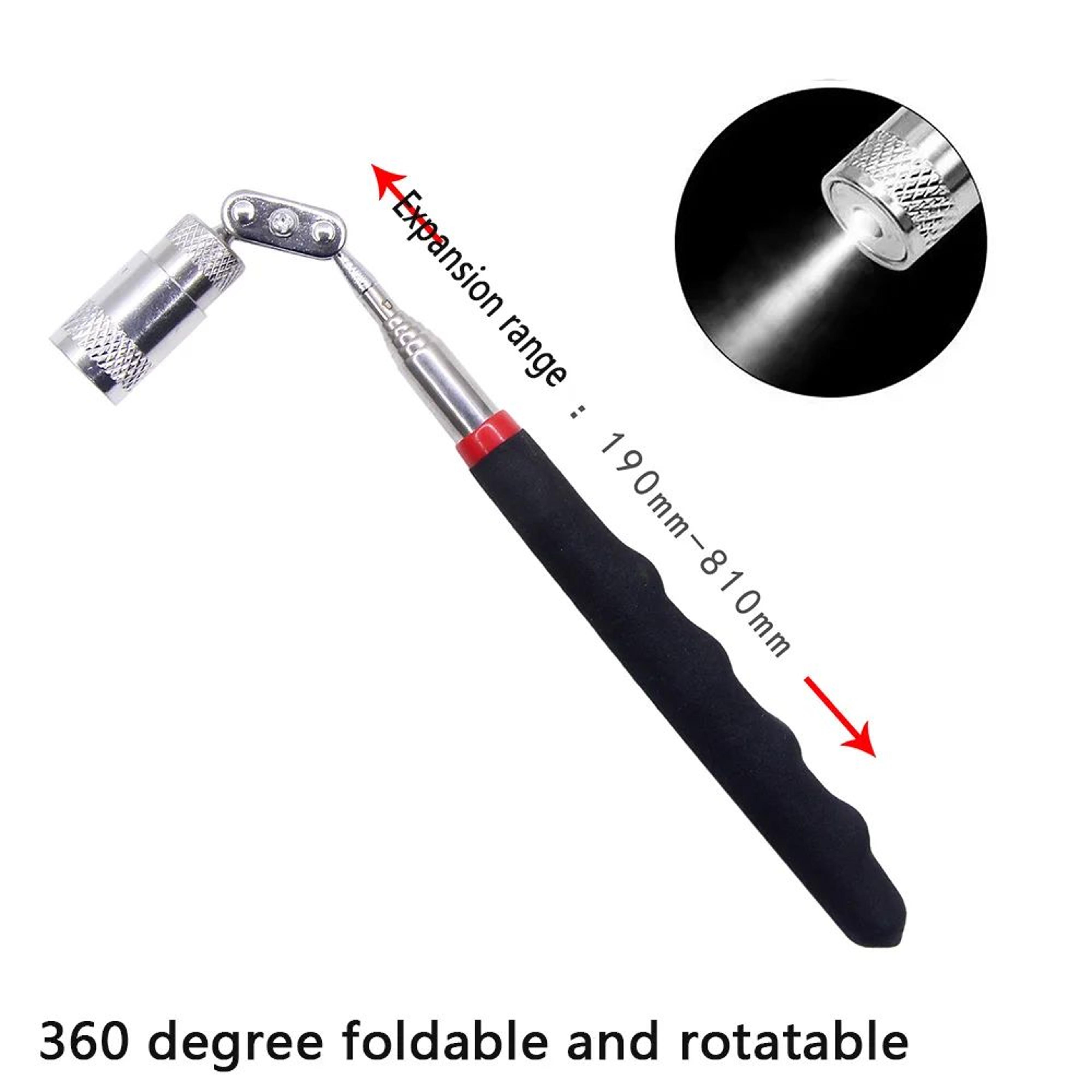 LED Telescopic Magnetic Pickup Pen  Portable Magnetic Pickup Tool For Nuts Bolts  Tight Spaces 11