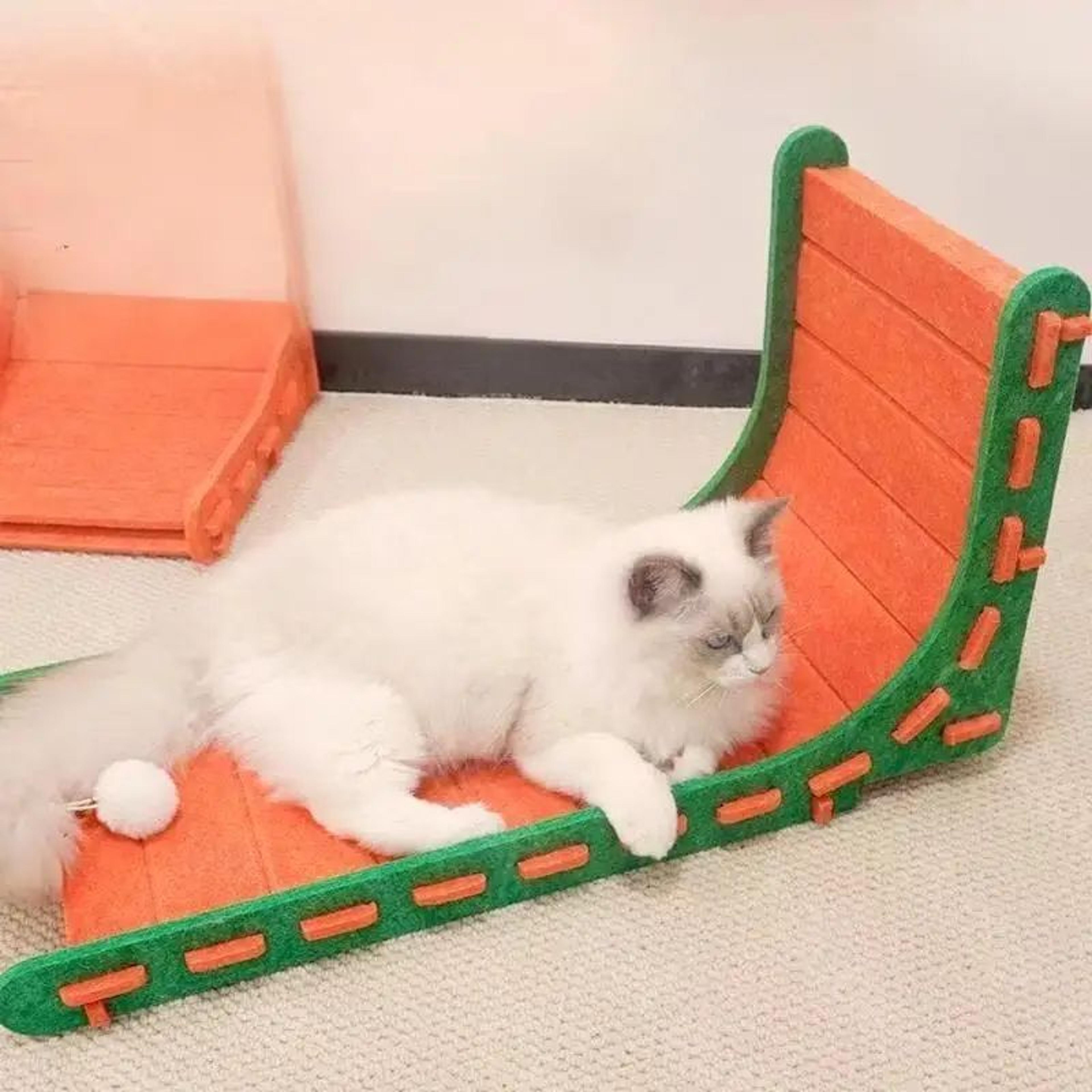 CornerClaw Comfort Lounger  LShaped Cat Scratching Board  Felt Sofa Protector Bed 2