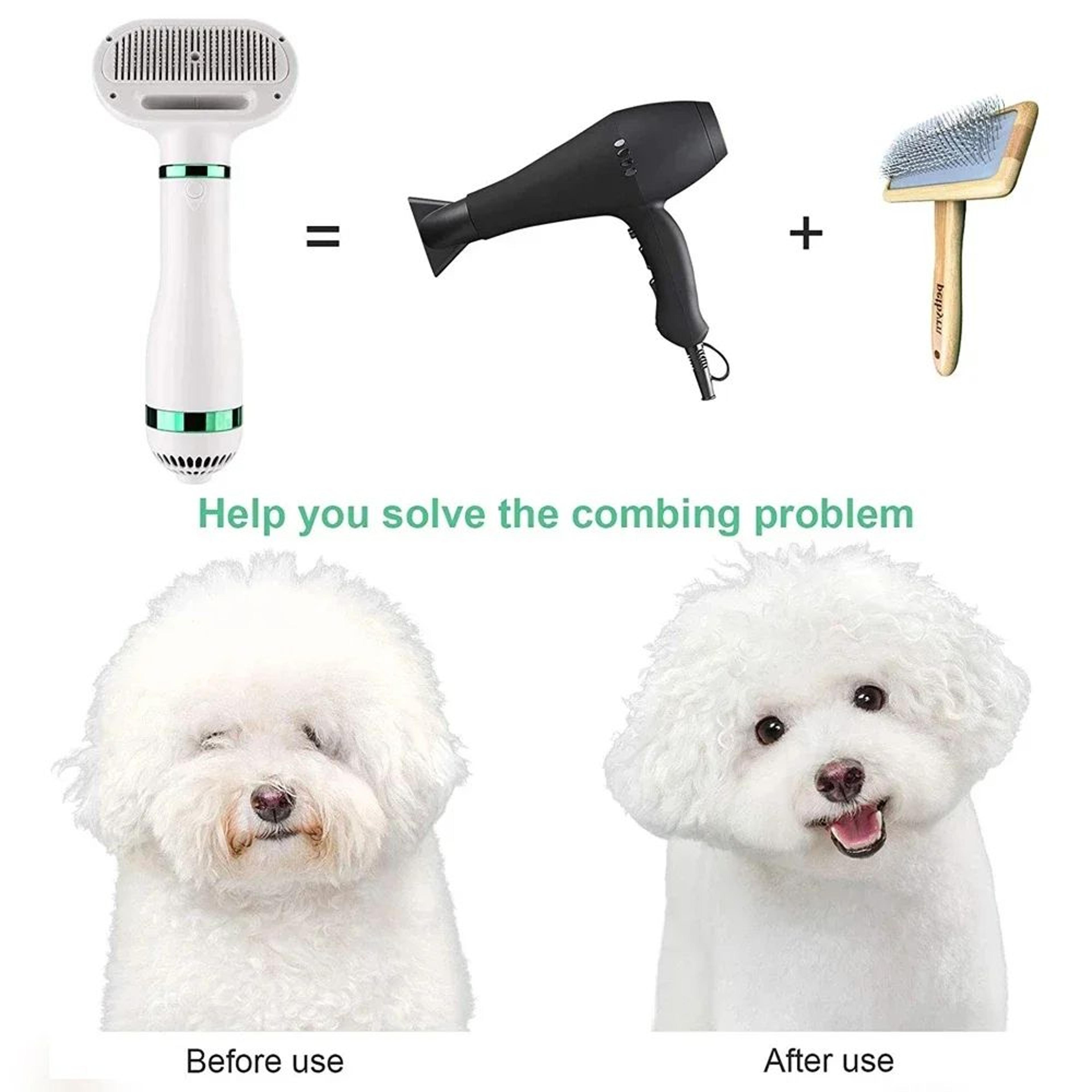 DryNStyle Pro Grooming Tool  2in1 Pet Dryer Brush With Quiet Airflow For Cats And Dogs 1