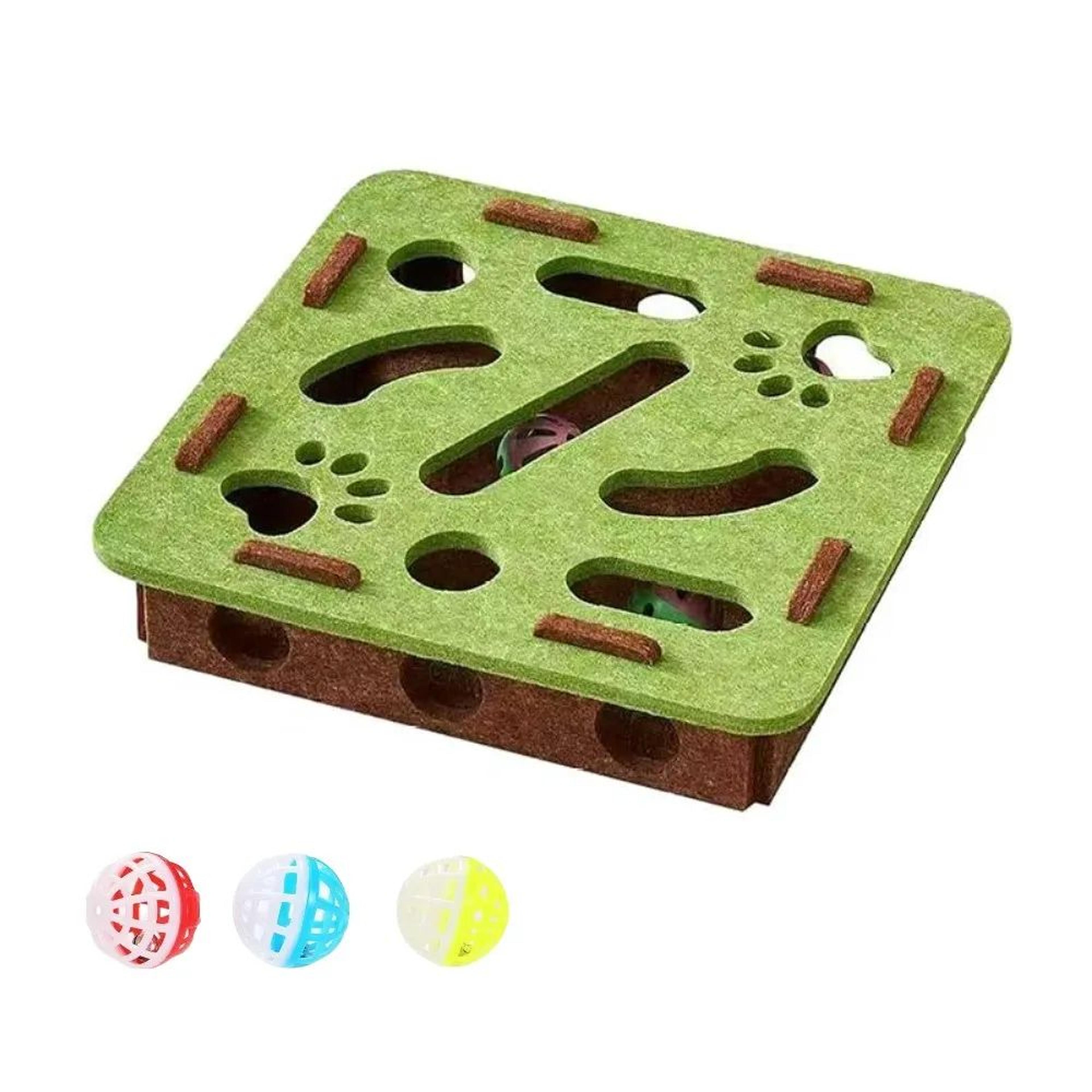 HuntBox Play Lab  Indoor Cat Puzzle Toy Felt Exercise Box With Ball For Interactive Play 6