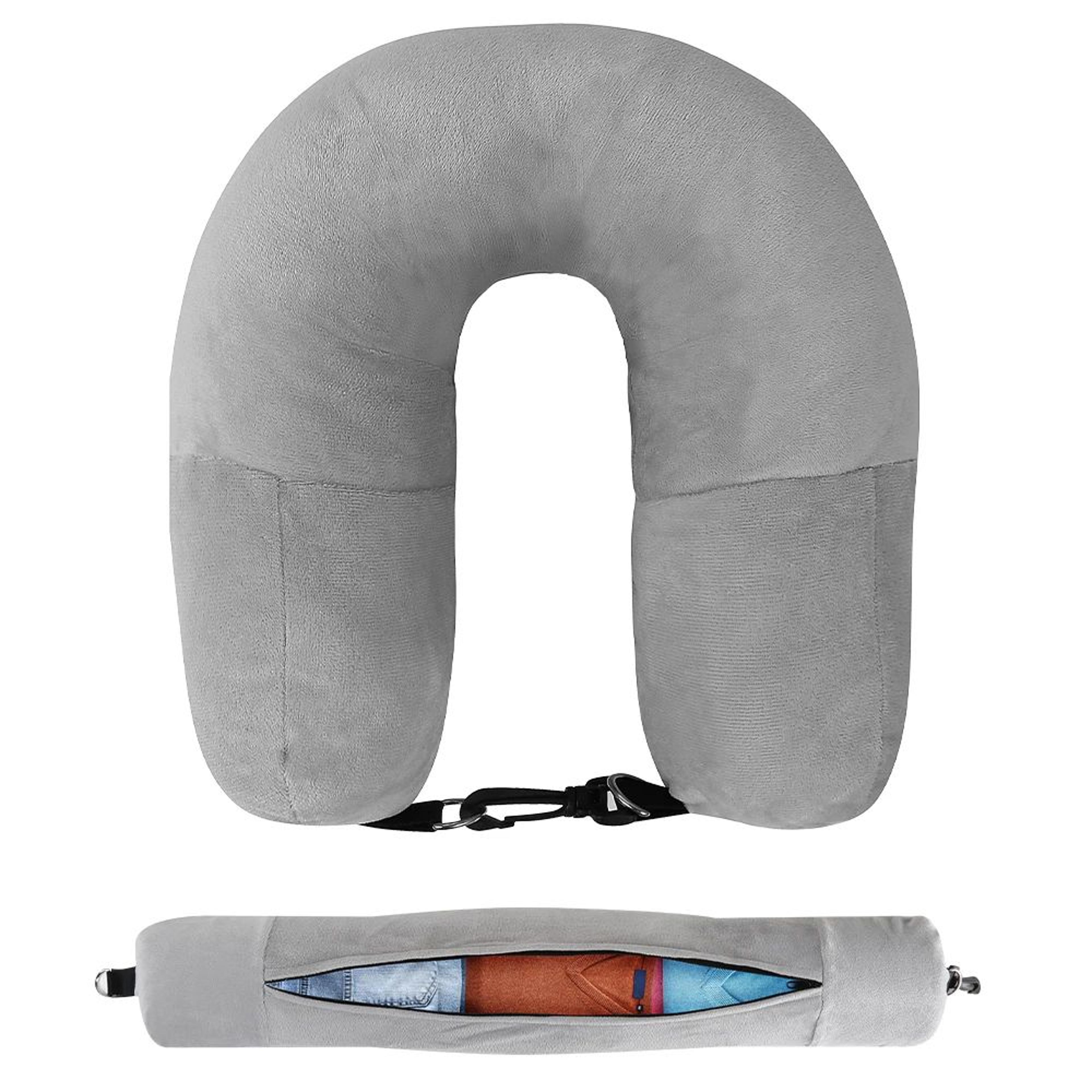 PackSmart Comfort Pillow  Travel Neck Pillow With Fillable Storage  Velvet Cover 5