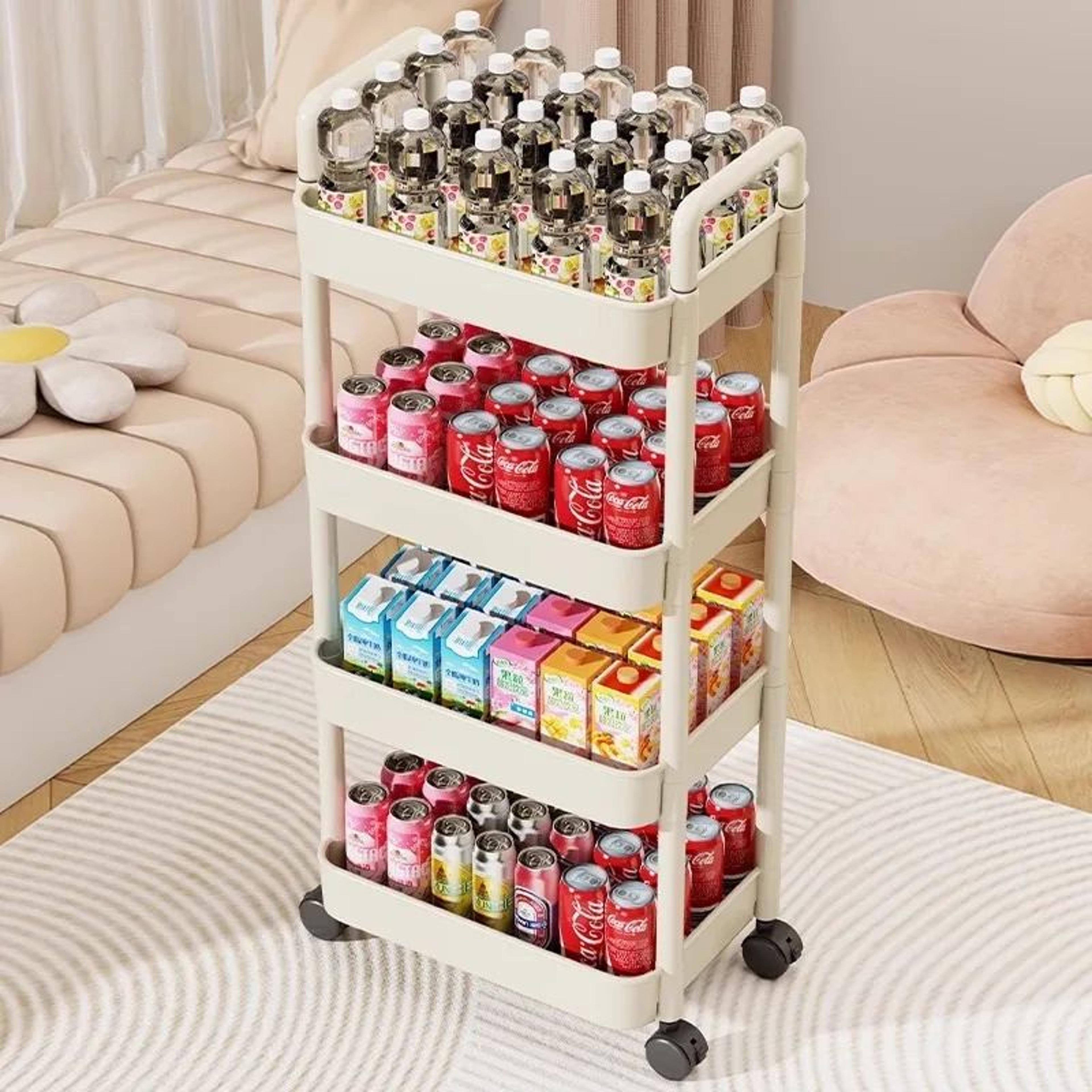 RollEase Storage Trolley  Rolling Storage Cart With Handlebar  MultiLayer Shelves For Home Organiza 1