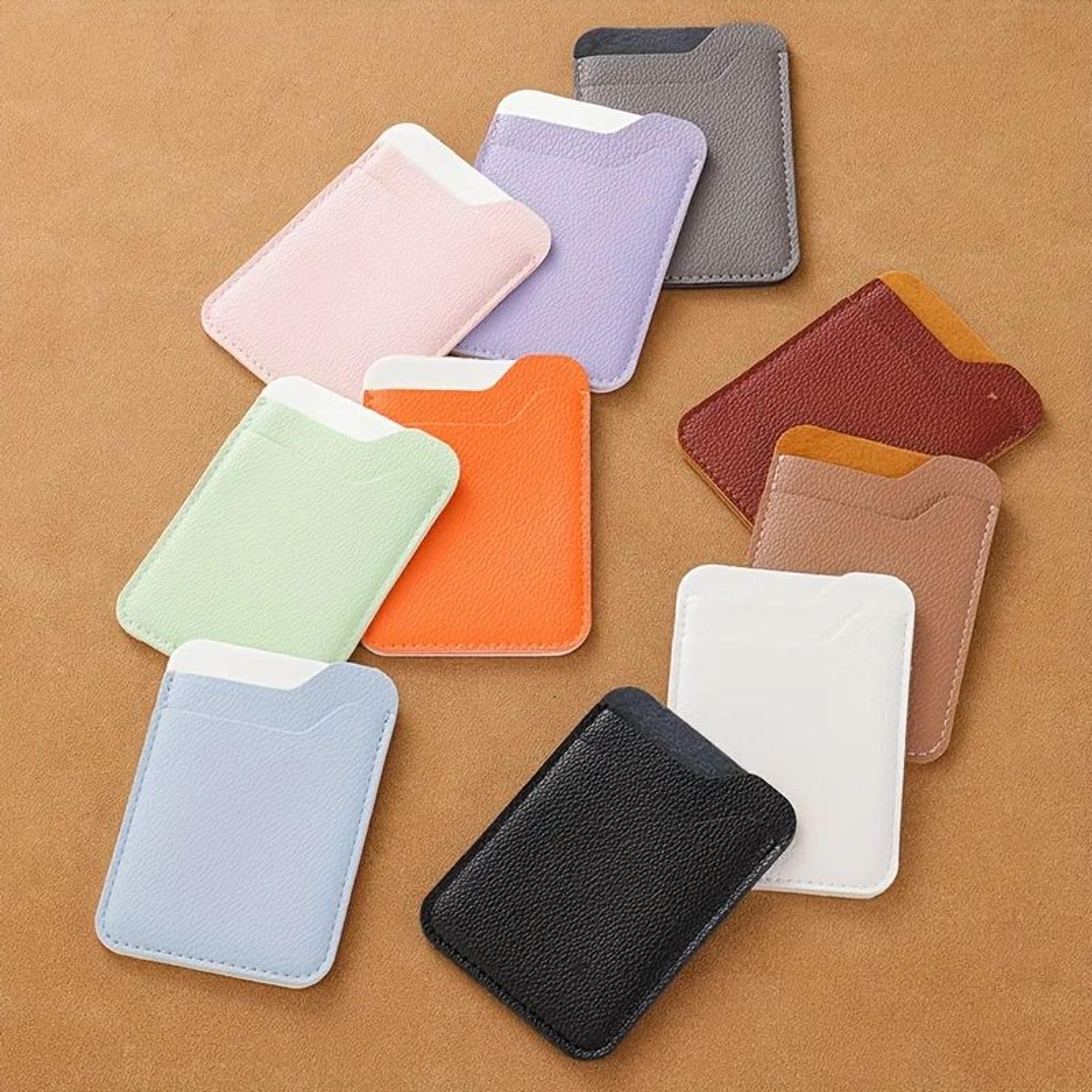 Burgundy Minimalist Unisex Compact Card Holder Wallet  Slim 2Slot Faux Leather Organizer 2