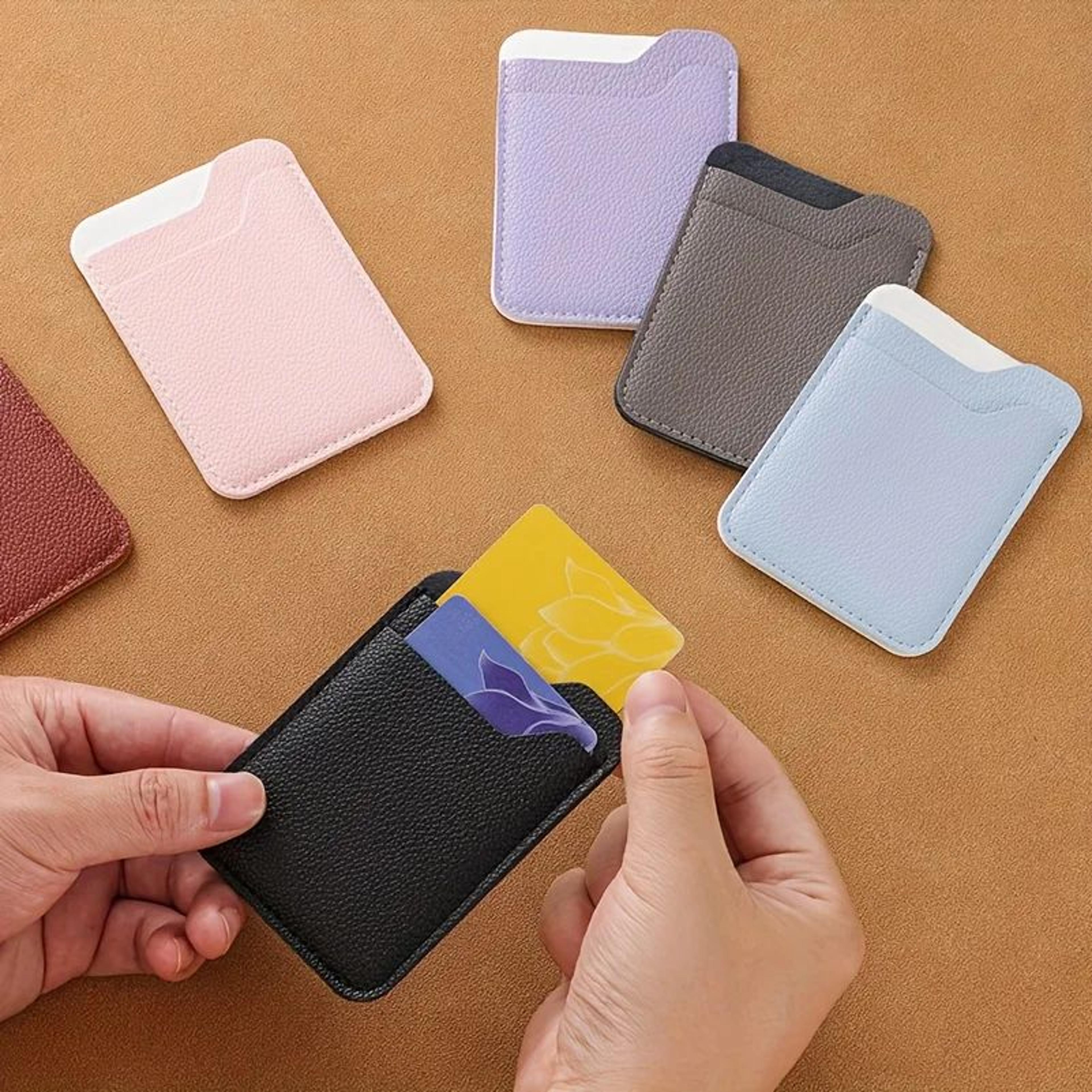 Burgundy Minimalist Unisex Compact Card Holder Wallet  Slim 2Slot Faux Leather Organizer 3