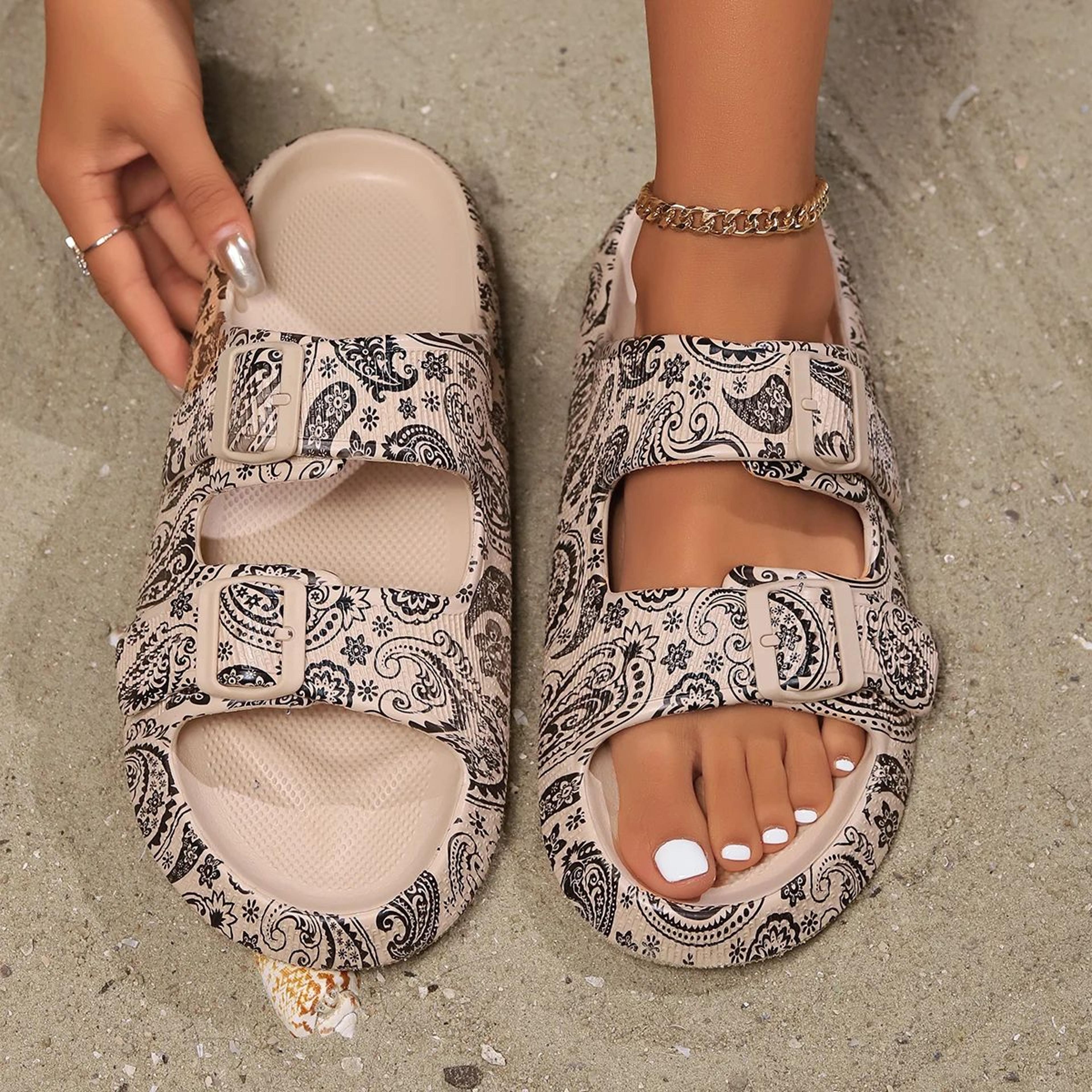 Premium Leopard Comfort Cloud Slides  Women ThickSole Summer Beach  Travel Sandals 8
