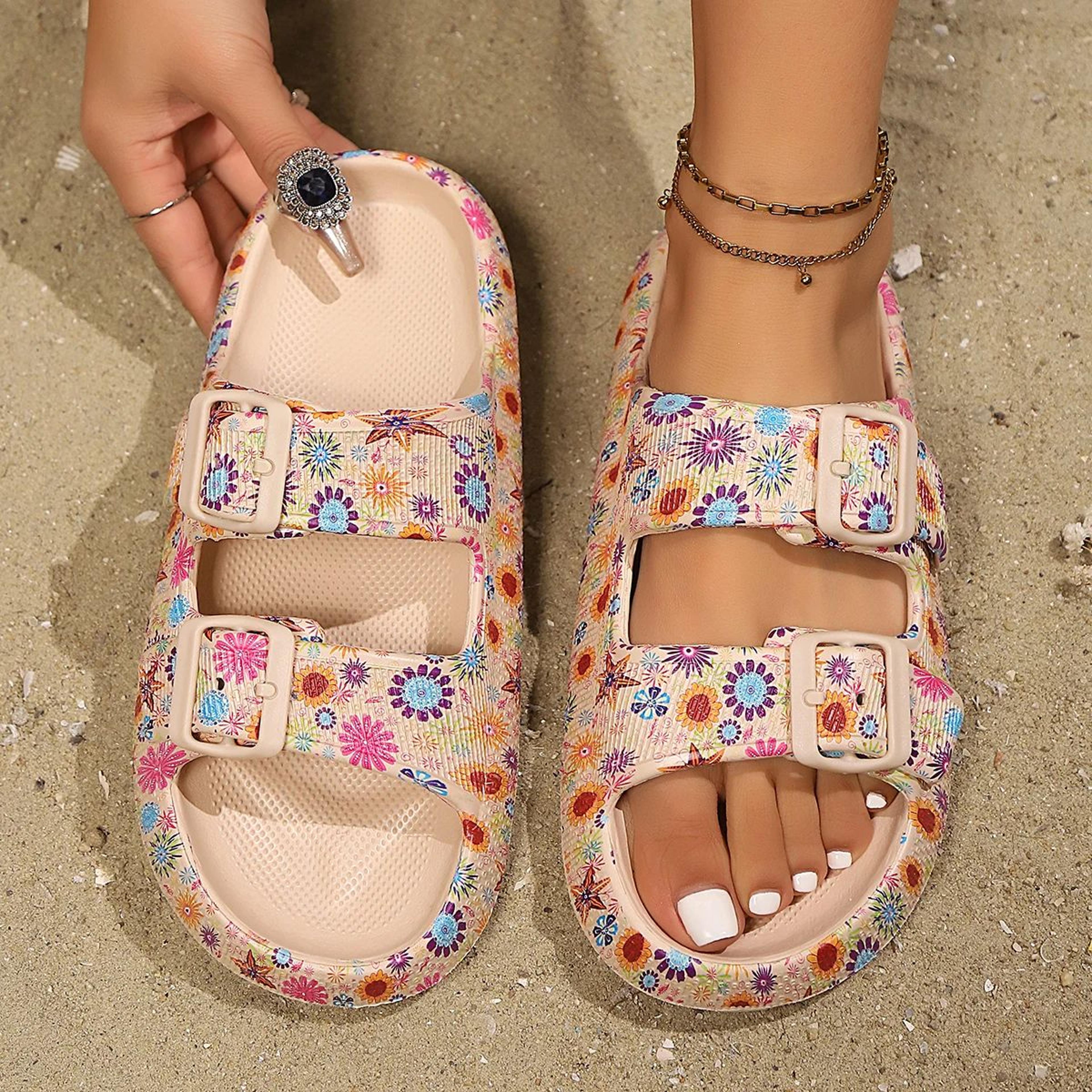 Premium Leopard Comfort Cloud Slides  Women ThickSole Summer Beach  Travel Sandals 9