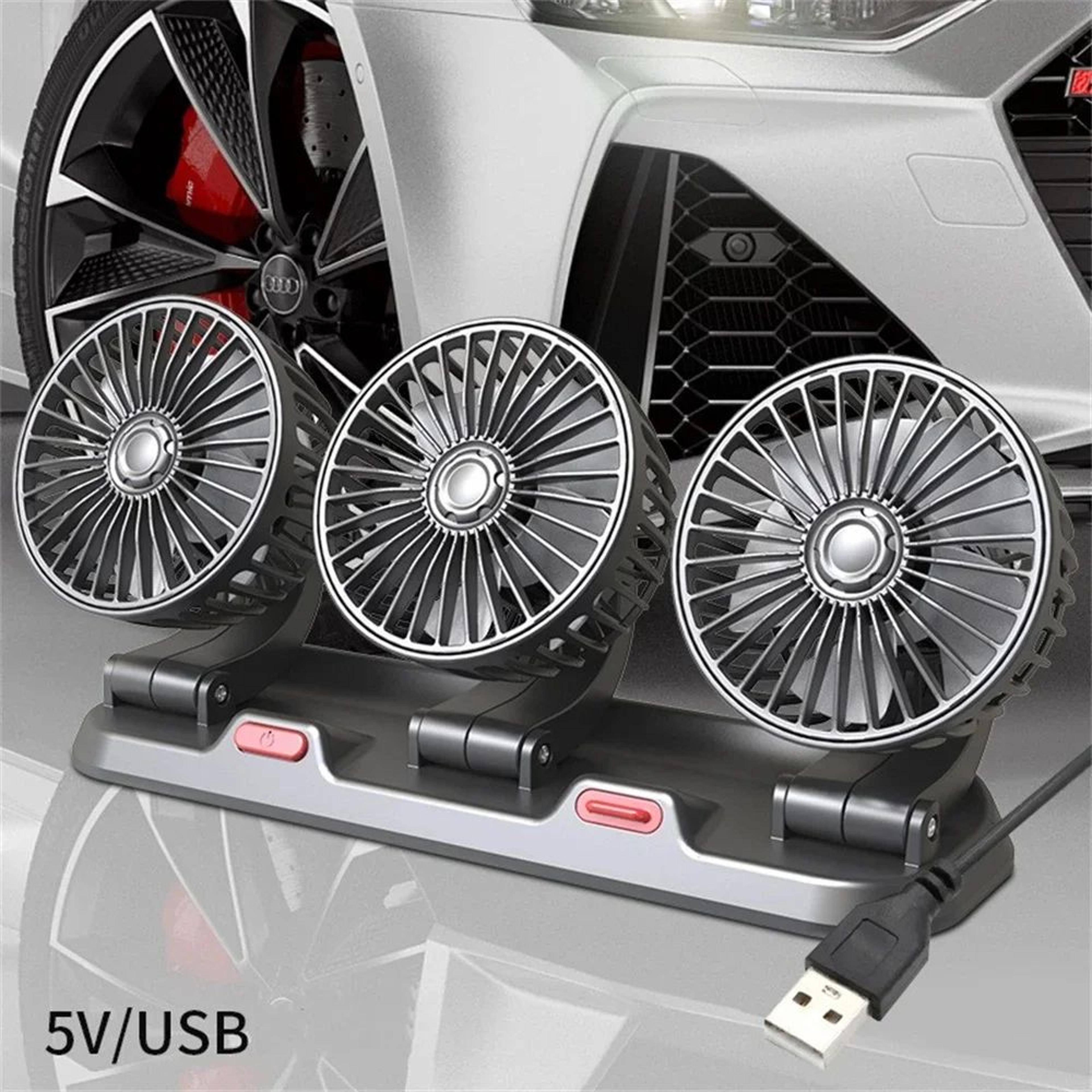 TriBreeze Car Fan  360 Adjustable Automotive Cooling Fan With Triple Heads 8