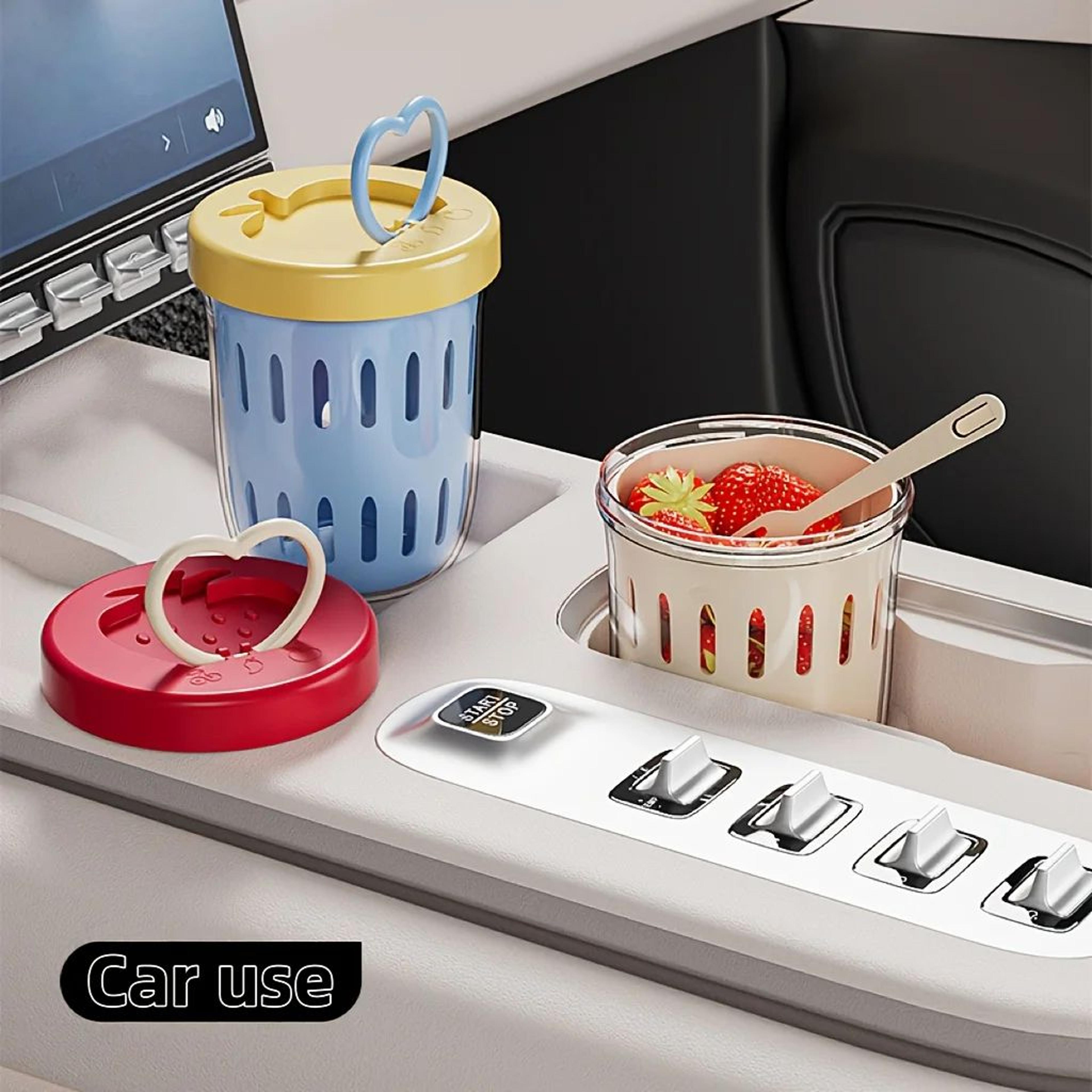 FreshDrop DoubleLayer Fruit Cup With Fork  LeakProof Fruit Snack Cup For OntheGo Eating 2