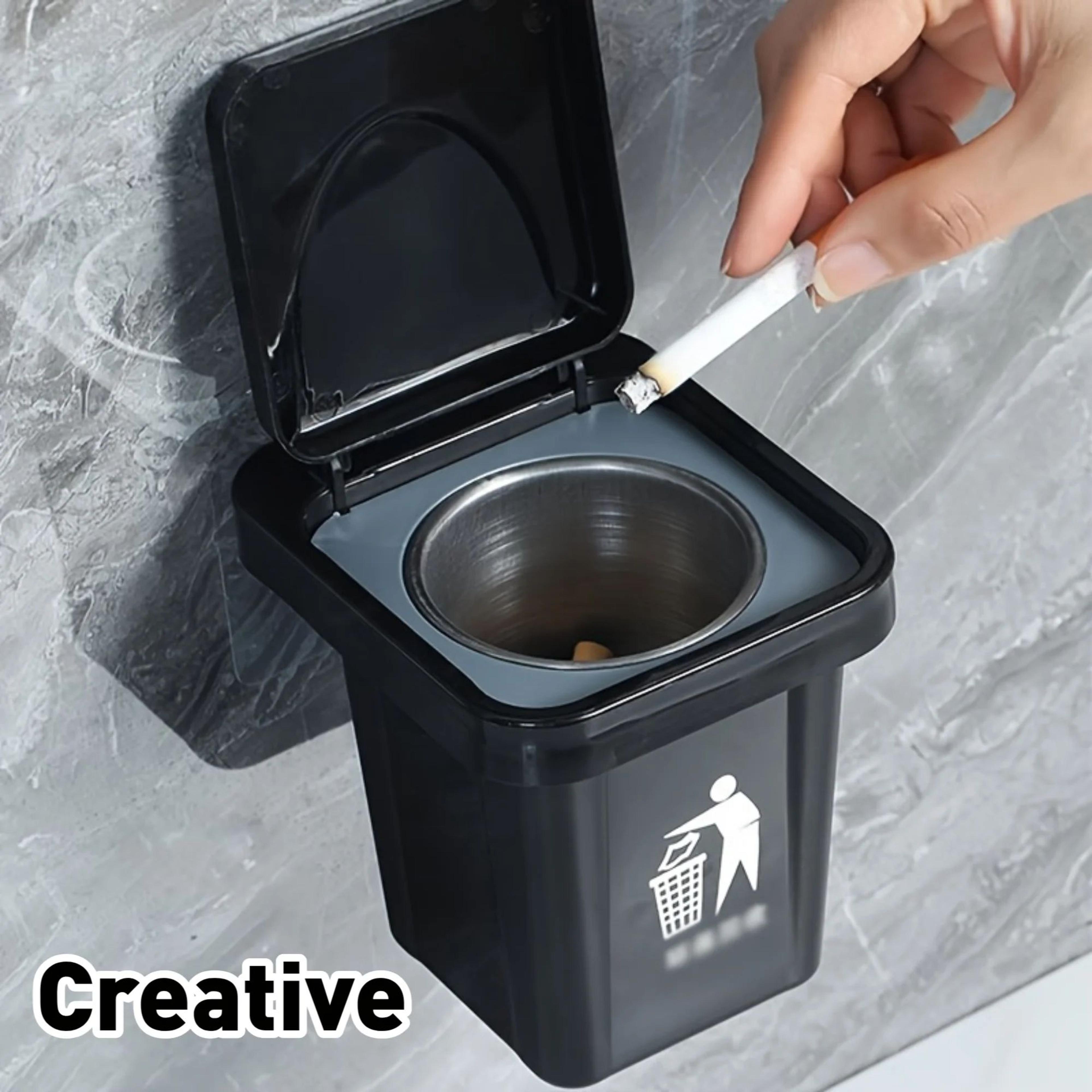 WallMounted Stainless Steel Ashtray With Lid  Compact Trash Can Ashtray For Clean OdorControlled Sp 0