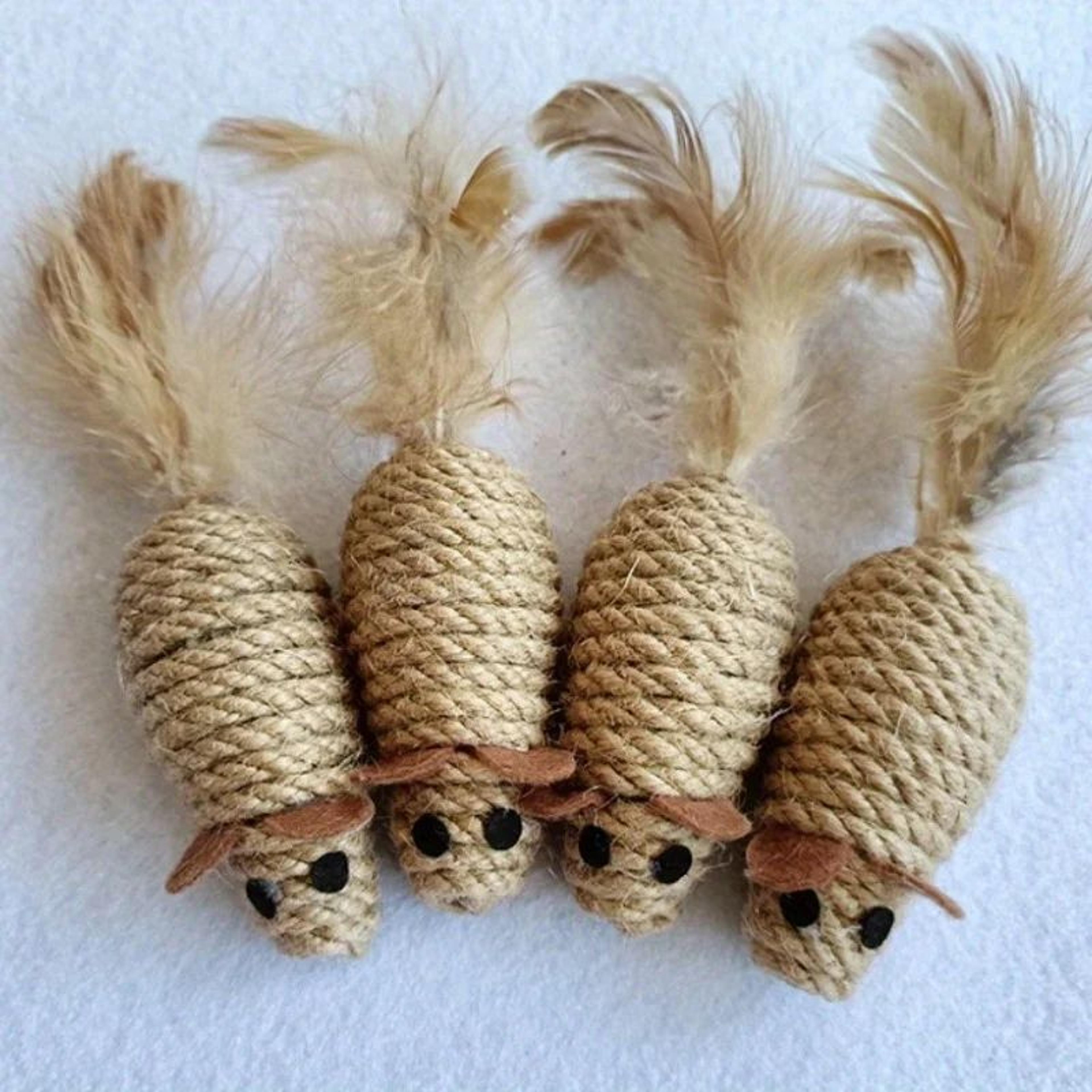 Sisal Plush Mouse Cat Toy Set  Interactive BiteResistant SelfPlay Mice 4pcs 1