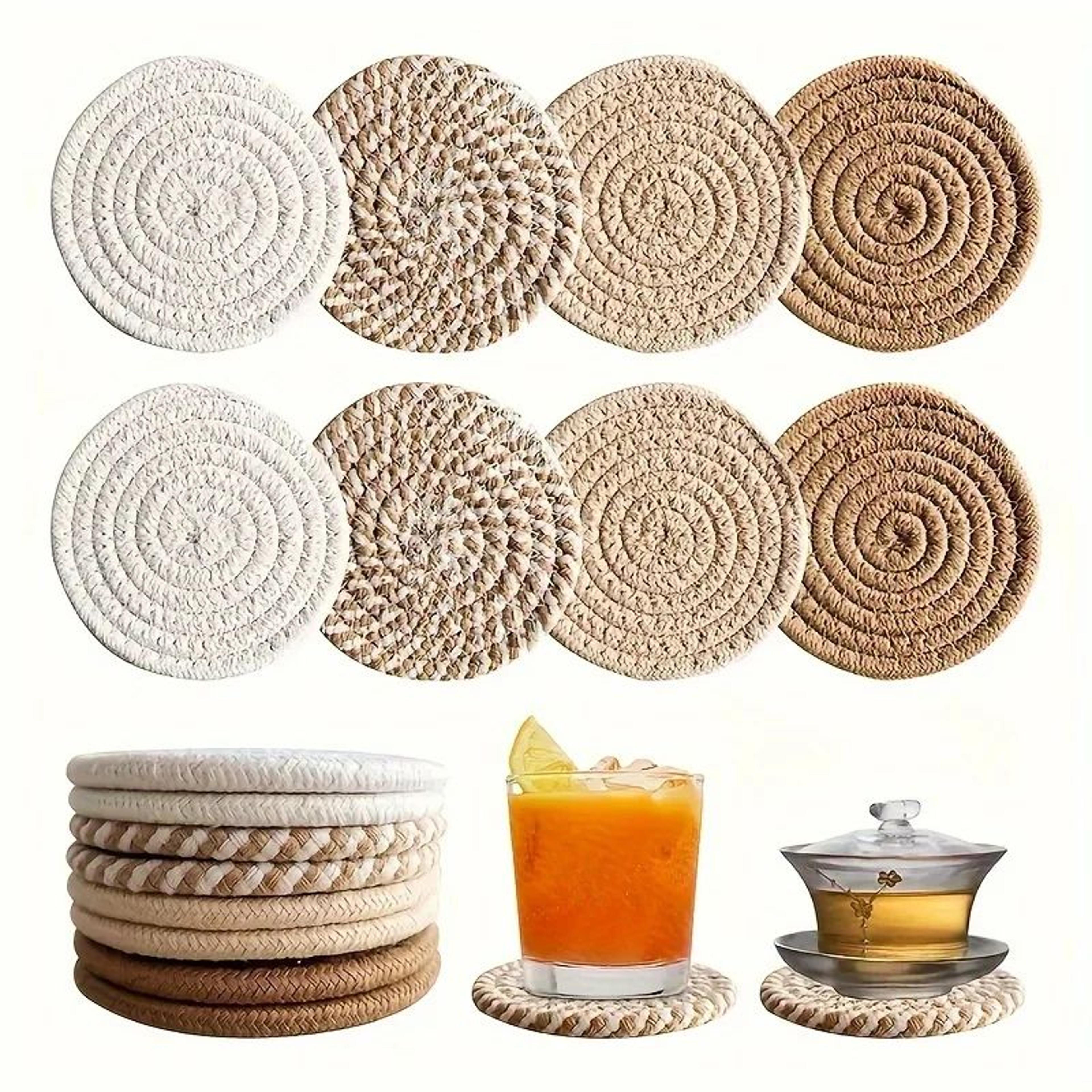 Minimalist Cotton Fabric Drink Coasters  Absorbent Coffee Table Coasters 4pcs 5