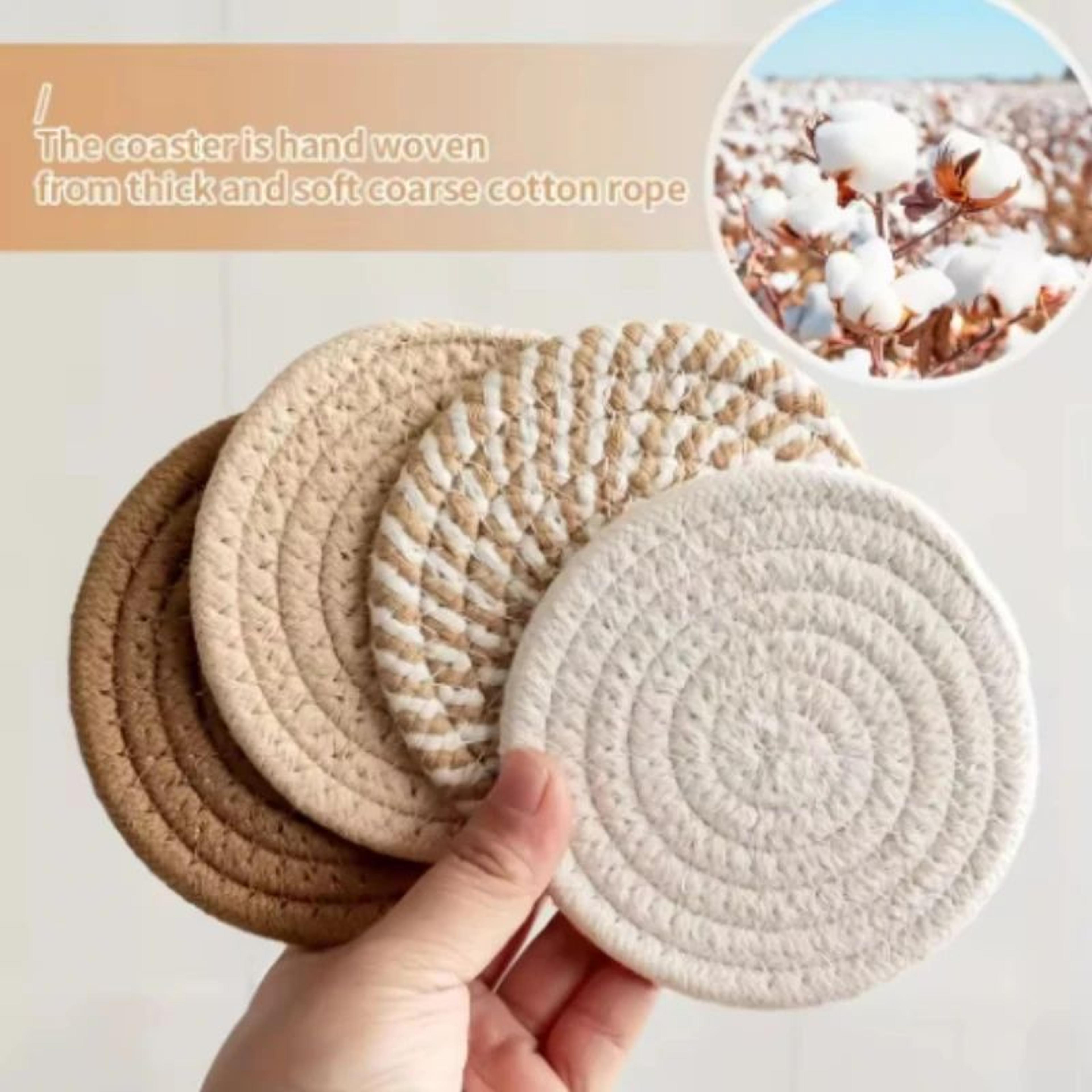 Minimalist Cotton Fabric Drink Coasters  Absorbent Coffee Table Coasters 4pcs 6