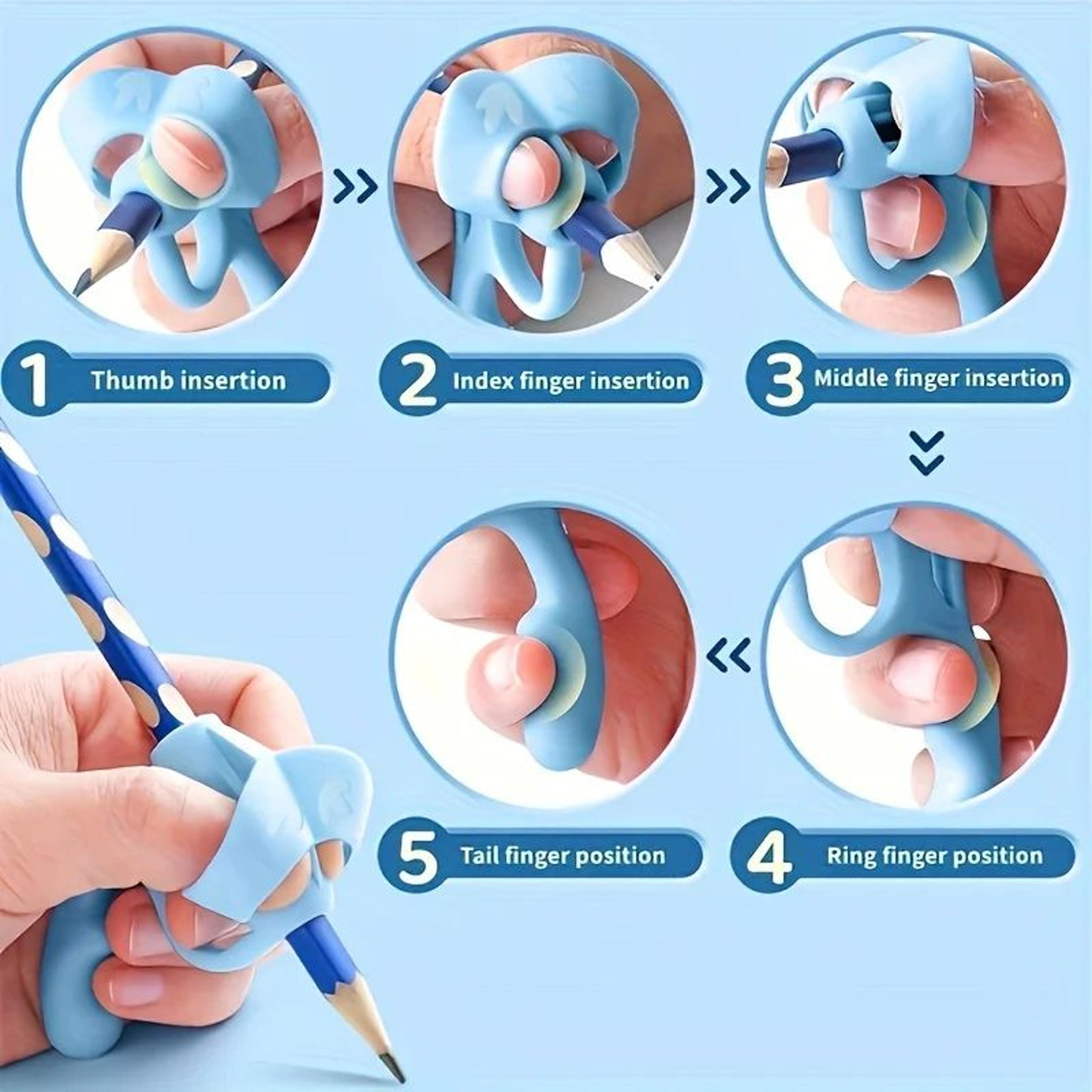 Silicone Pen Grip Correctors  Soft Pencil Holders For Better Handwriting Posture 4