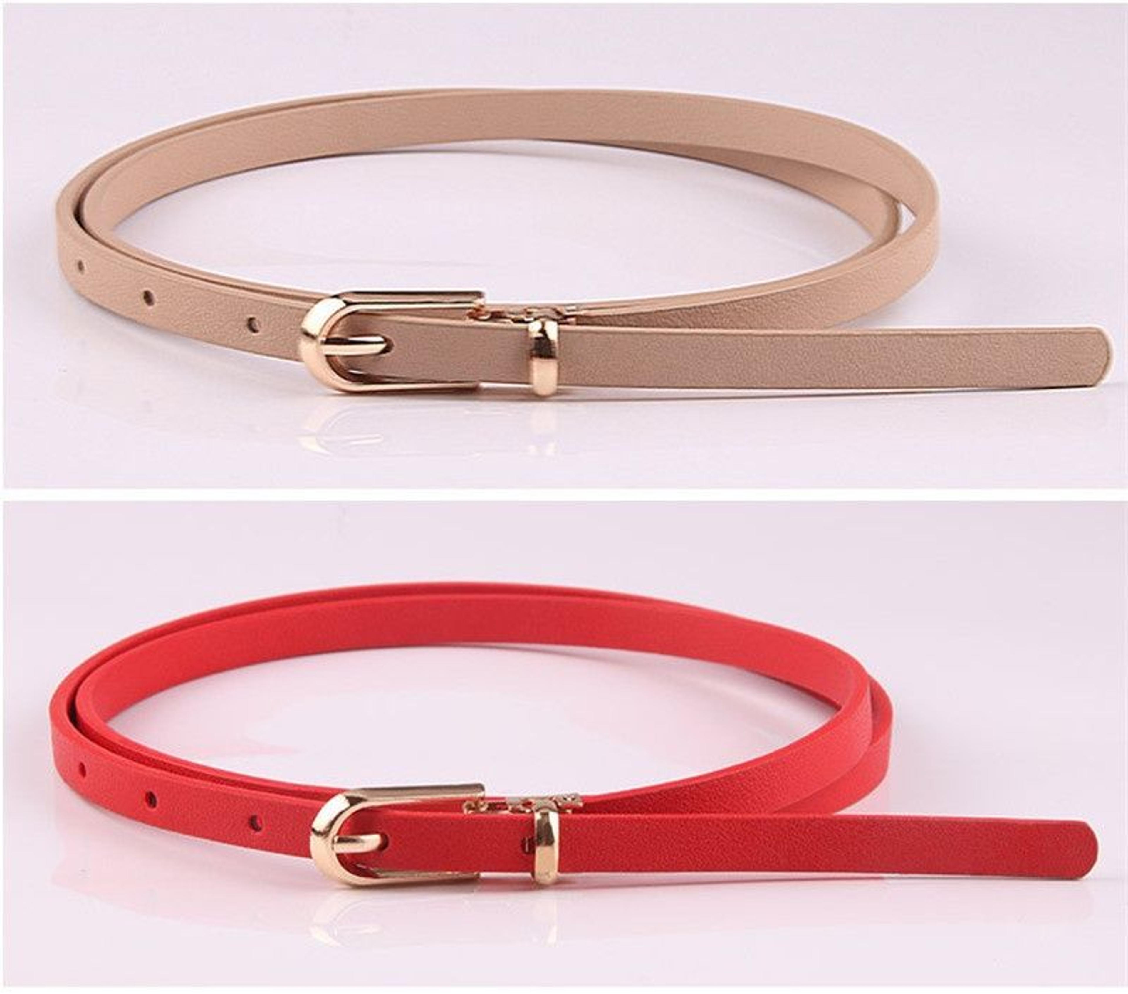 Adjustable Thin Waist Belt For Women  Candy Color Faux Leather Fashion Belt 14