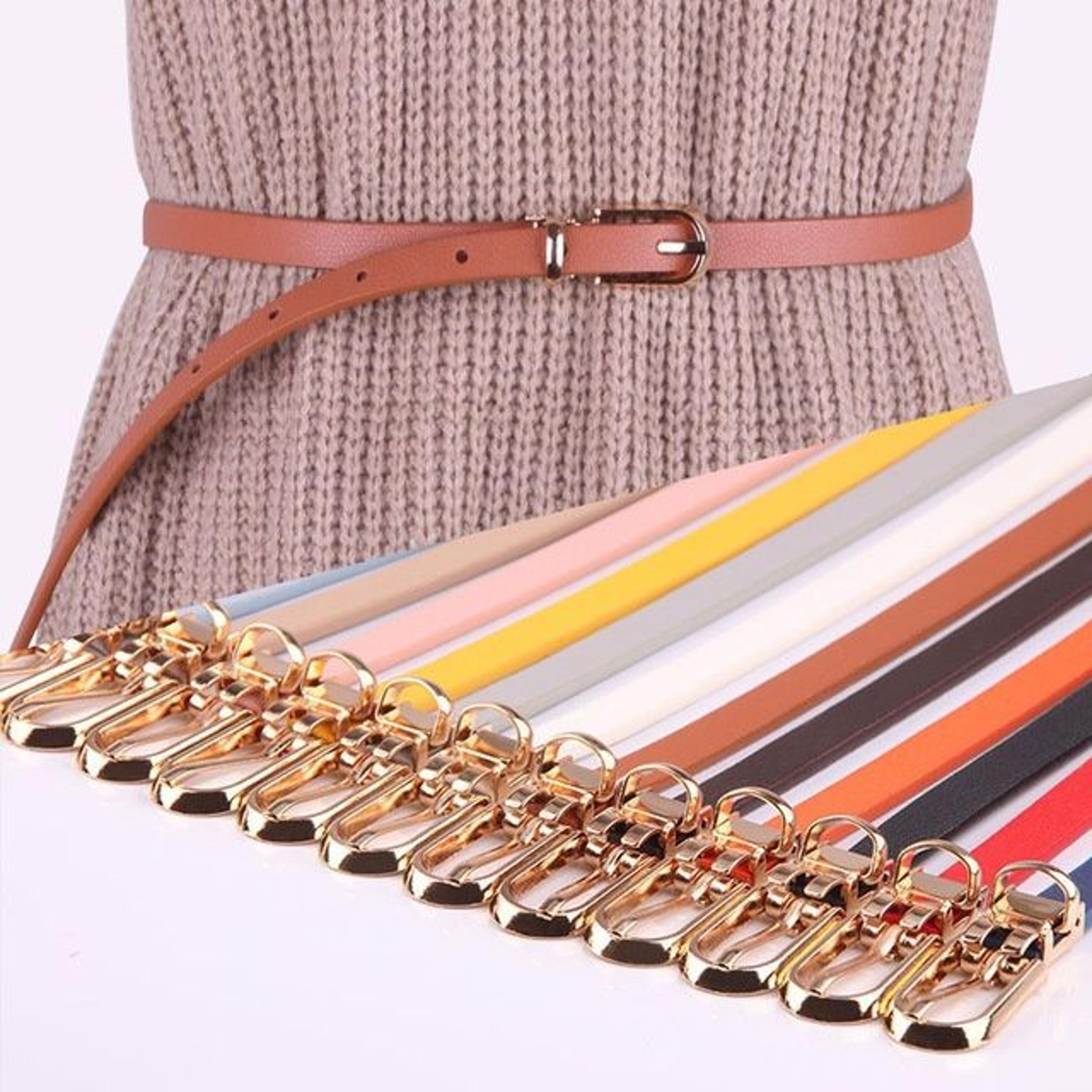 Adjustable Thin Waist Belt For Women  Candy Color Faux Leather Fashion Belt 15