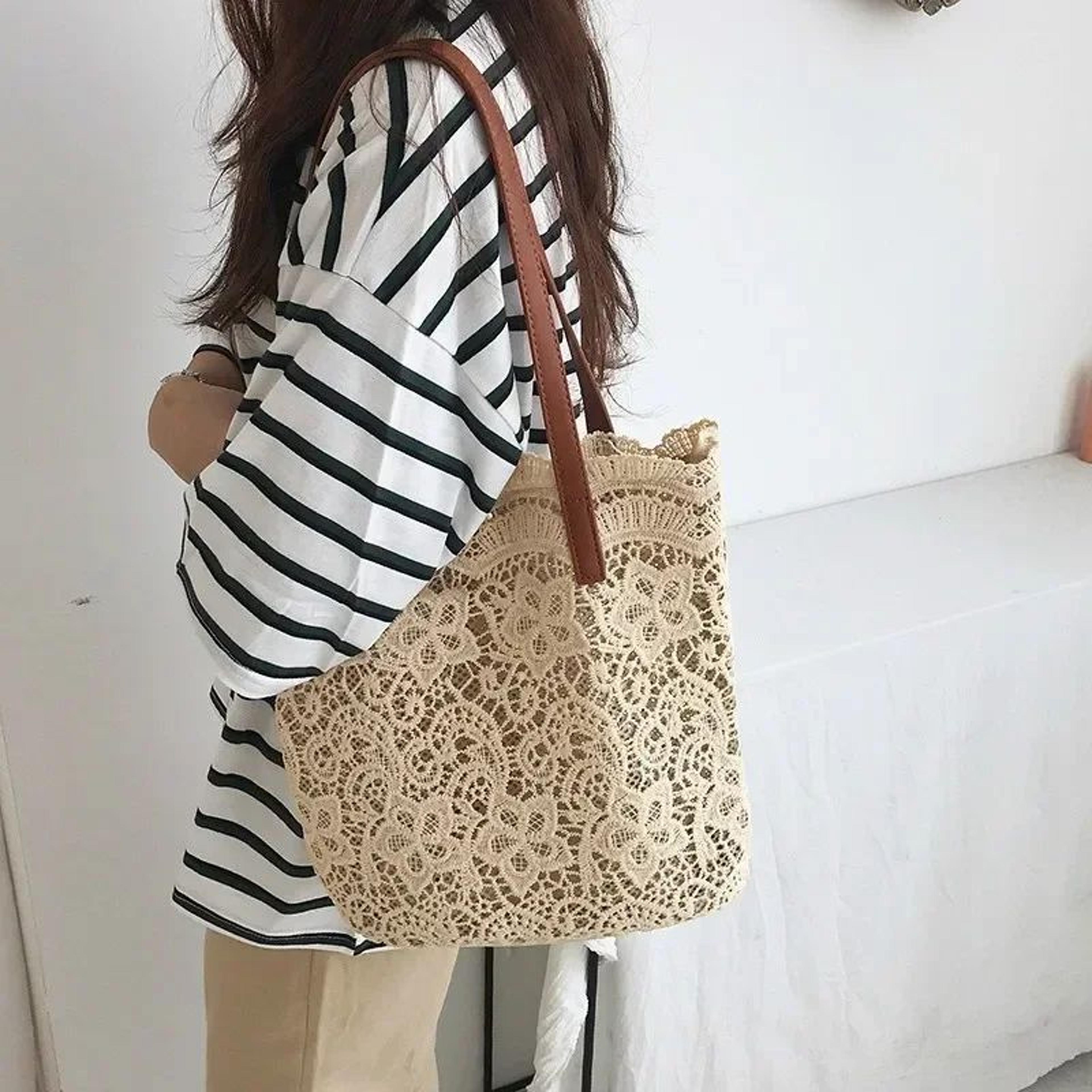 Luxury Canvas  Leather Shoulder Bag  Versatile TopHandle Crossbody For Women 7