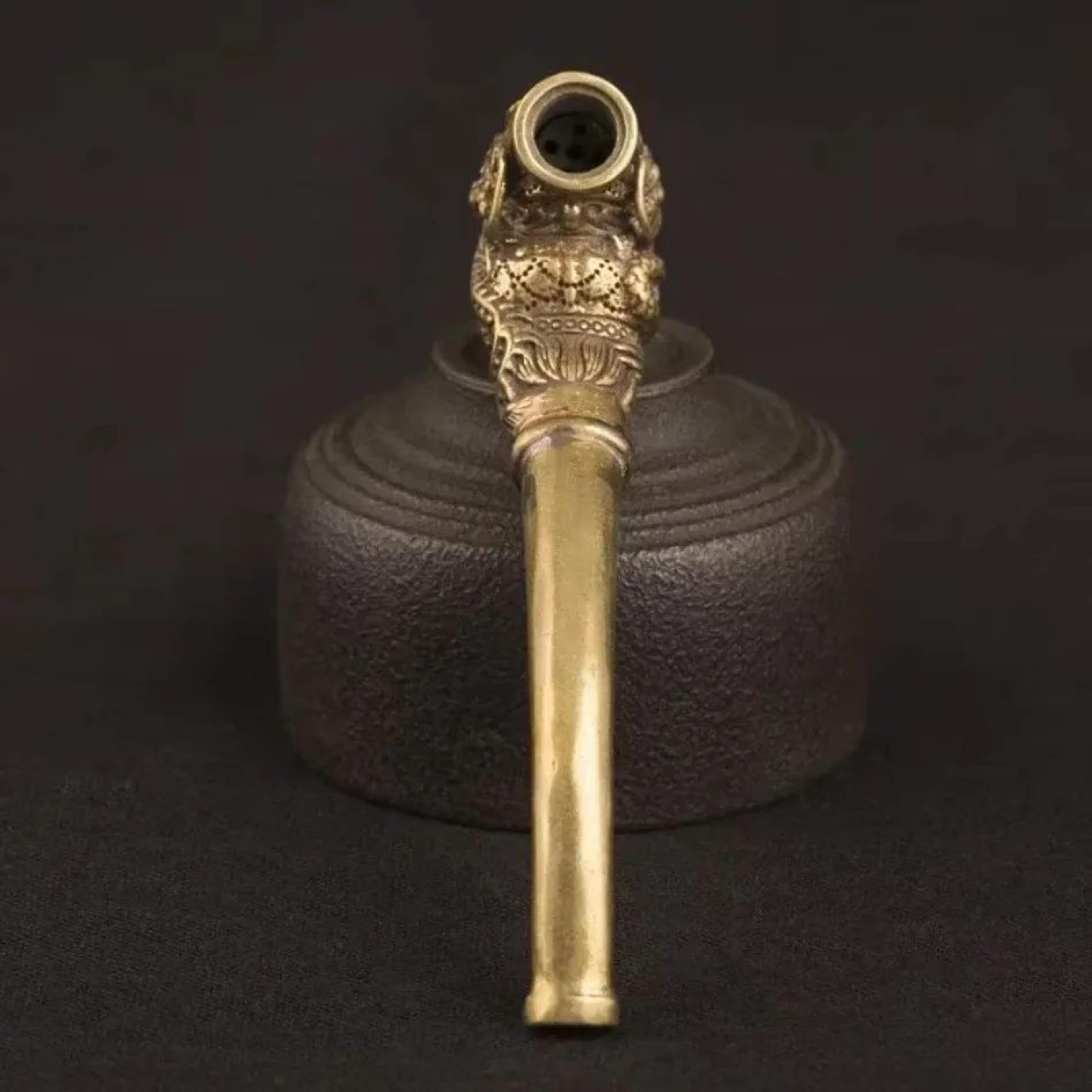 Bronze Buddha Head Smoking Pipe  Vintage Spiritual Smoking Accessory 1