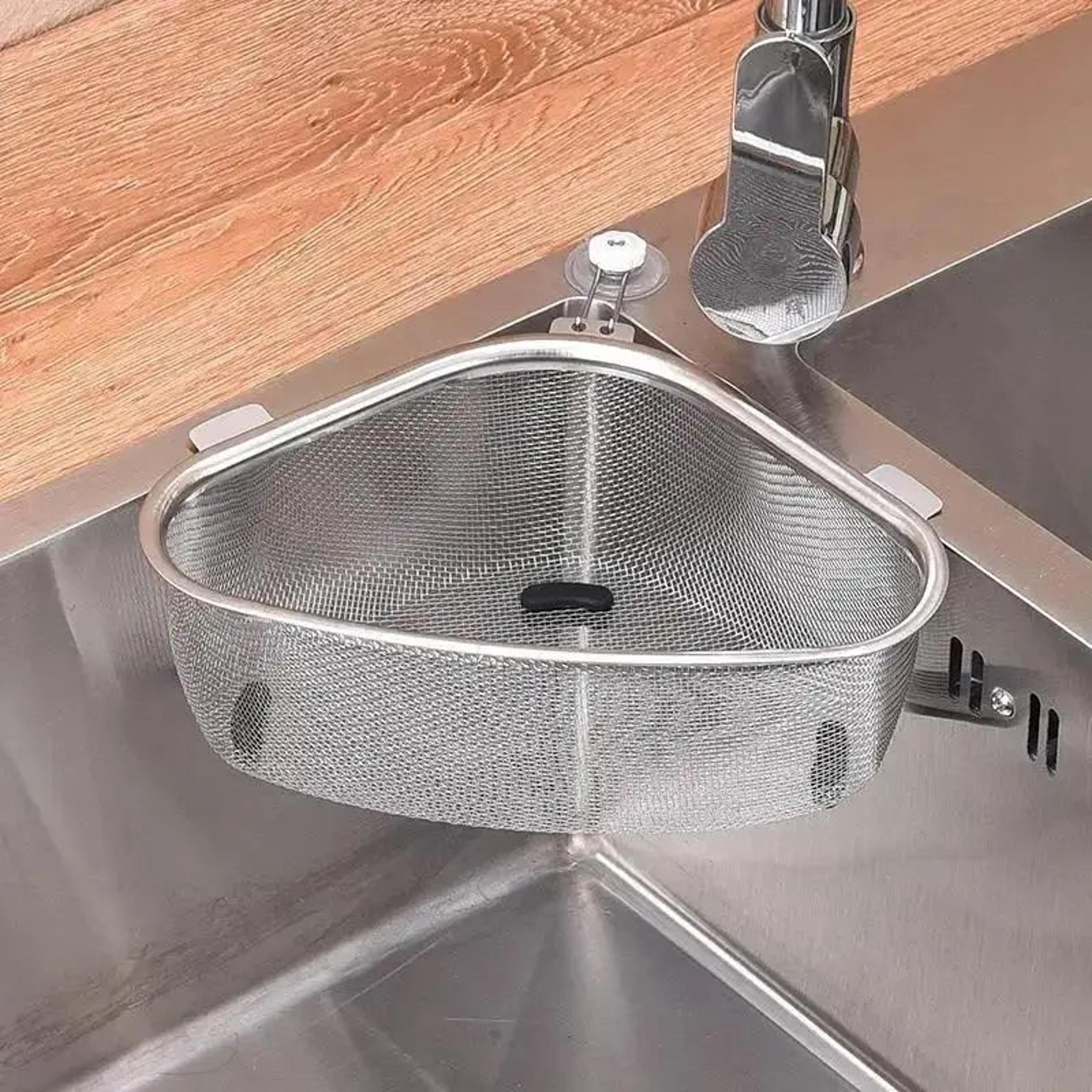 Stainless Steel Sink Drain Basket  Triangle Kitchen Food Filter  Organizer Rack 2