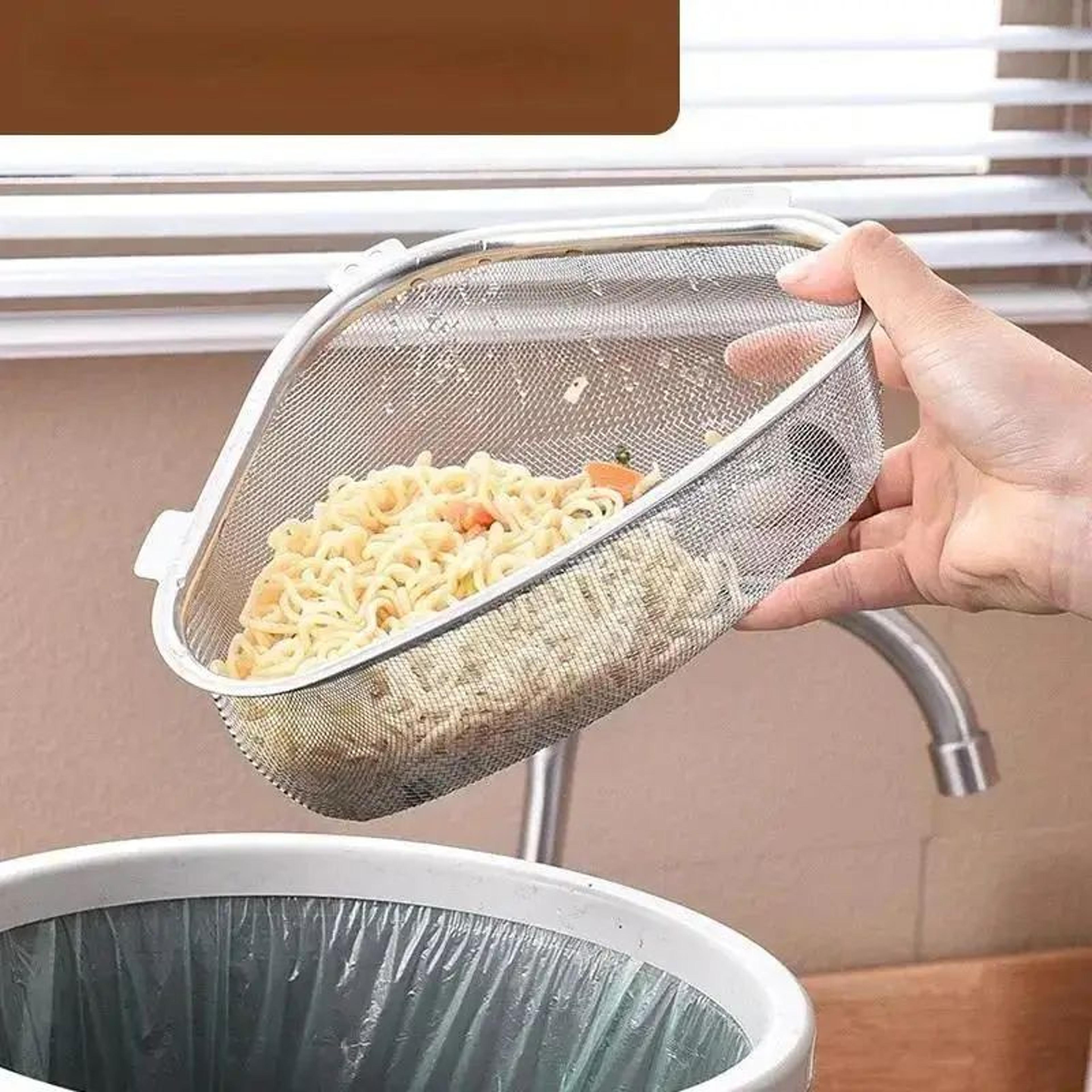 Stainless Steel Sink Drain Basket  Triangle Kitchen Food Filter  Organizer Rack 3
