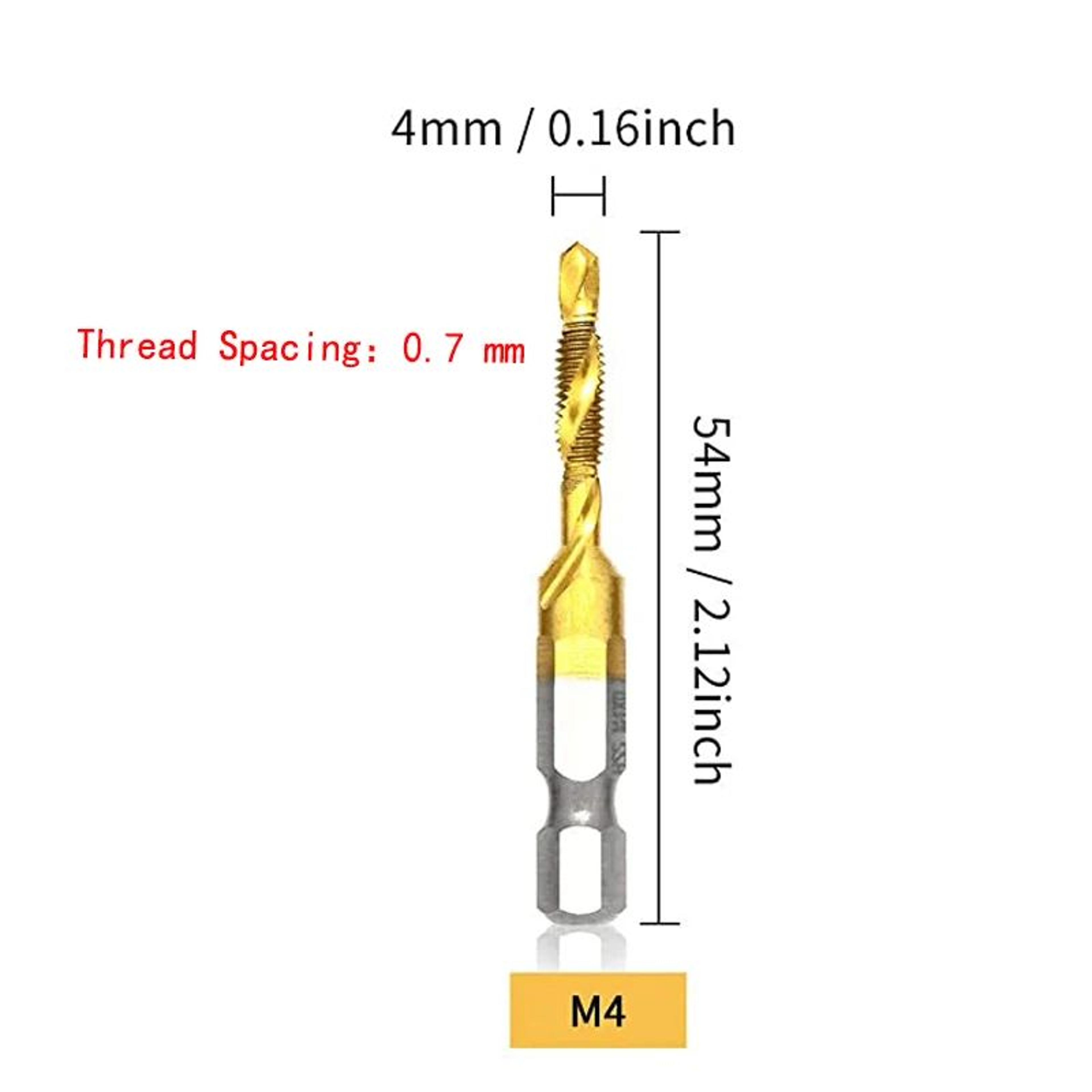 Titanium HSS Tap Drill Bit Set  Hex Shank Screw Thread Tapping Tools M3M10 6