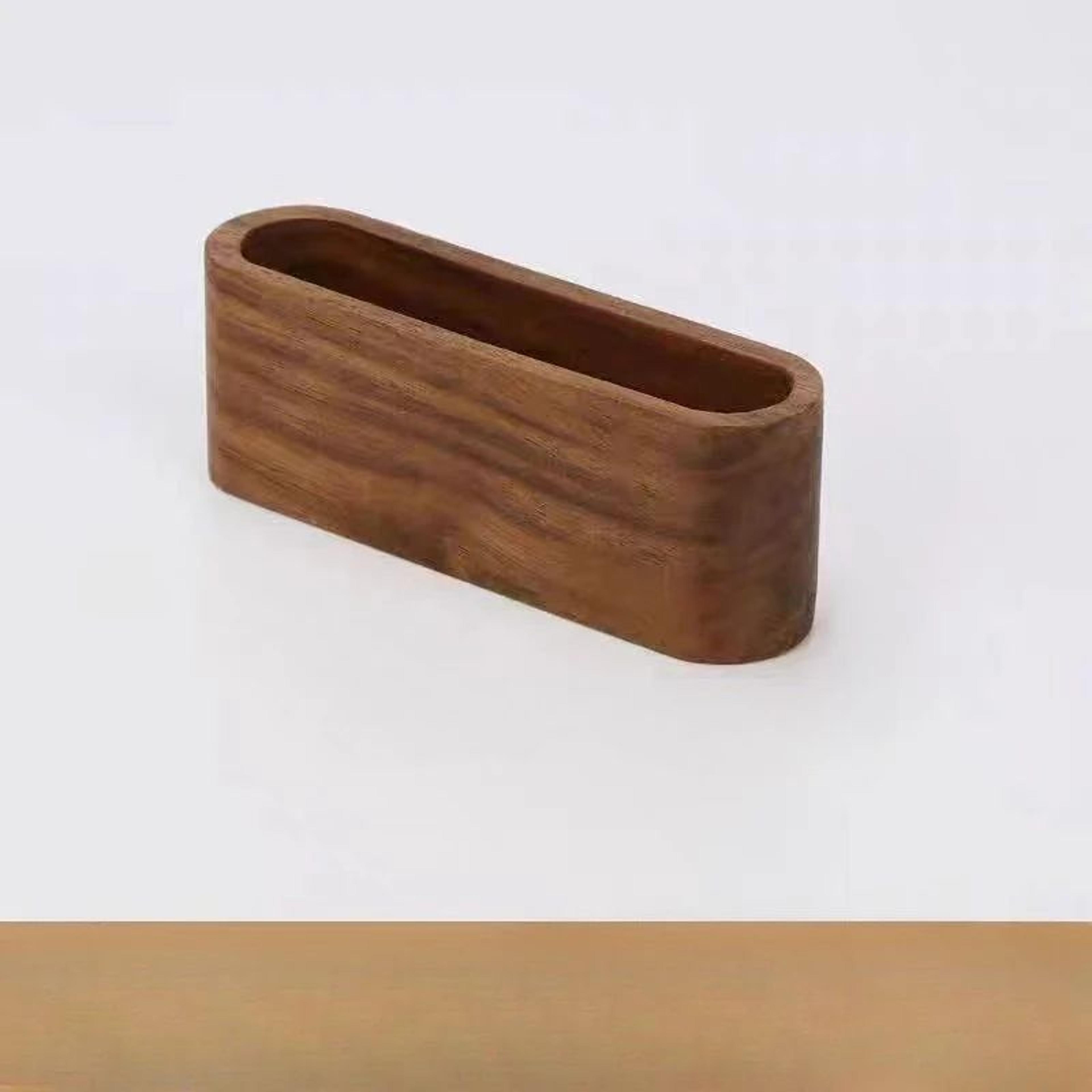 Black Walnut Wooden Business Card Box  Solid Wood Desktop Business Card Holder With Large Capacity  7