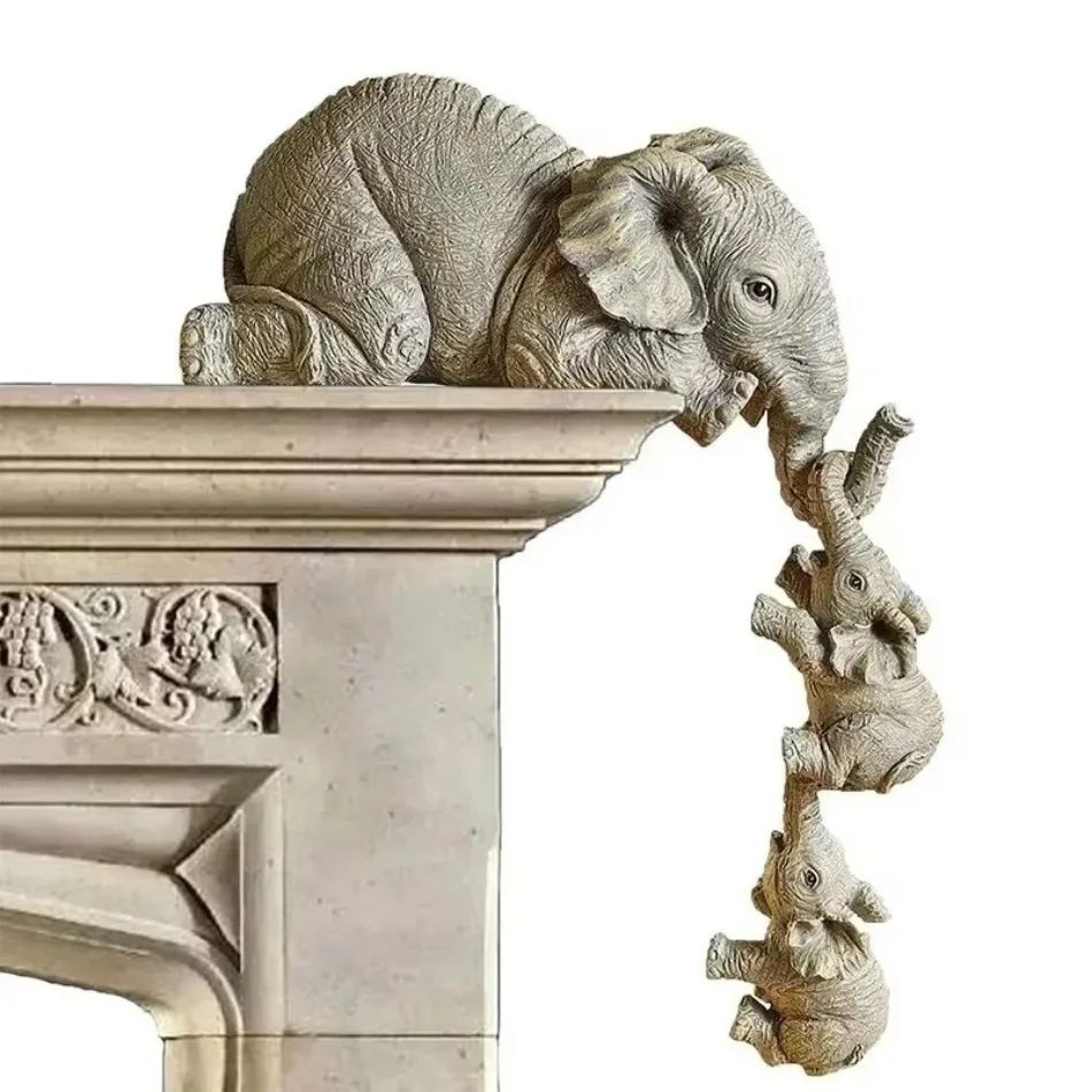 Elephant Family Resin Figurines Set Cute Home Decor Ornaments 3