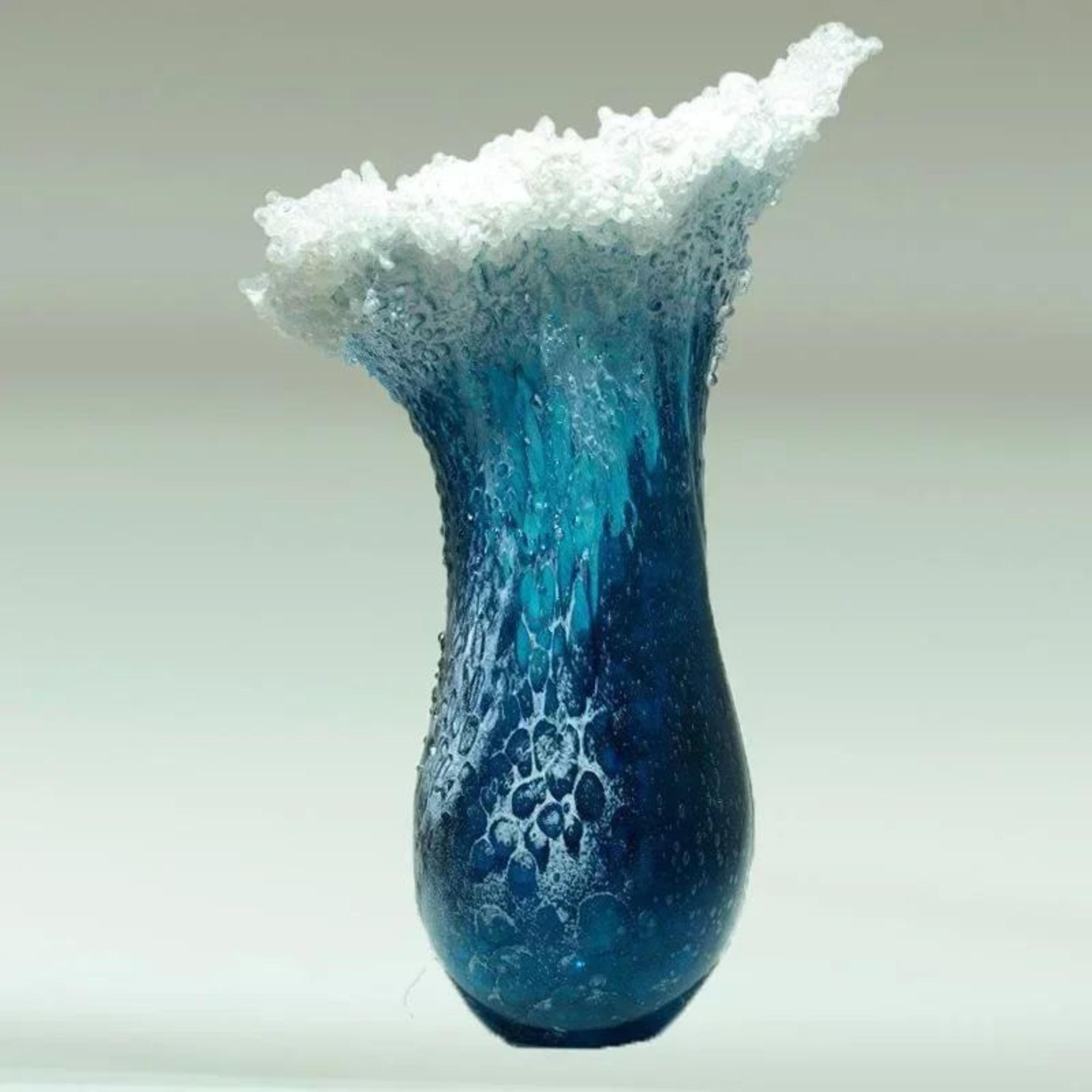 Coastal Ocean Wave Resin Vase  Blue Decorative Home Decor  Tabletop Centerpiece 2