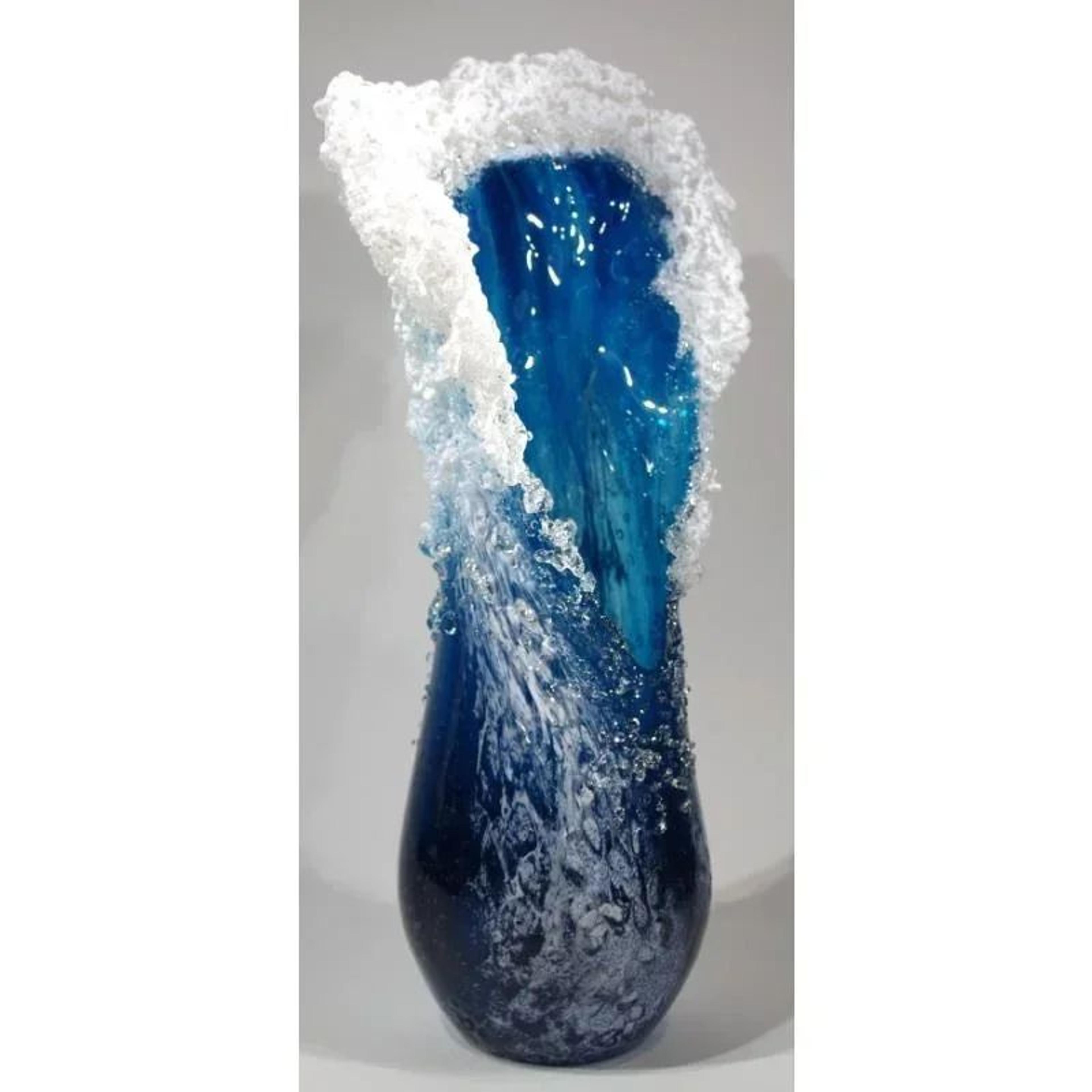 Coastal Ocean Wave Resin Vase  Blue Decorative Home Decor  Tabletop Centerpiece 5