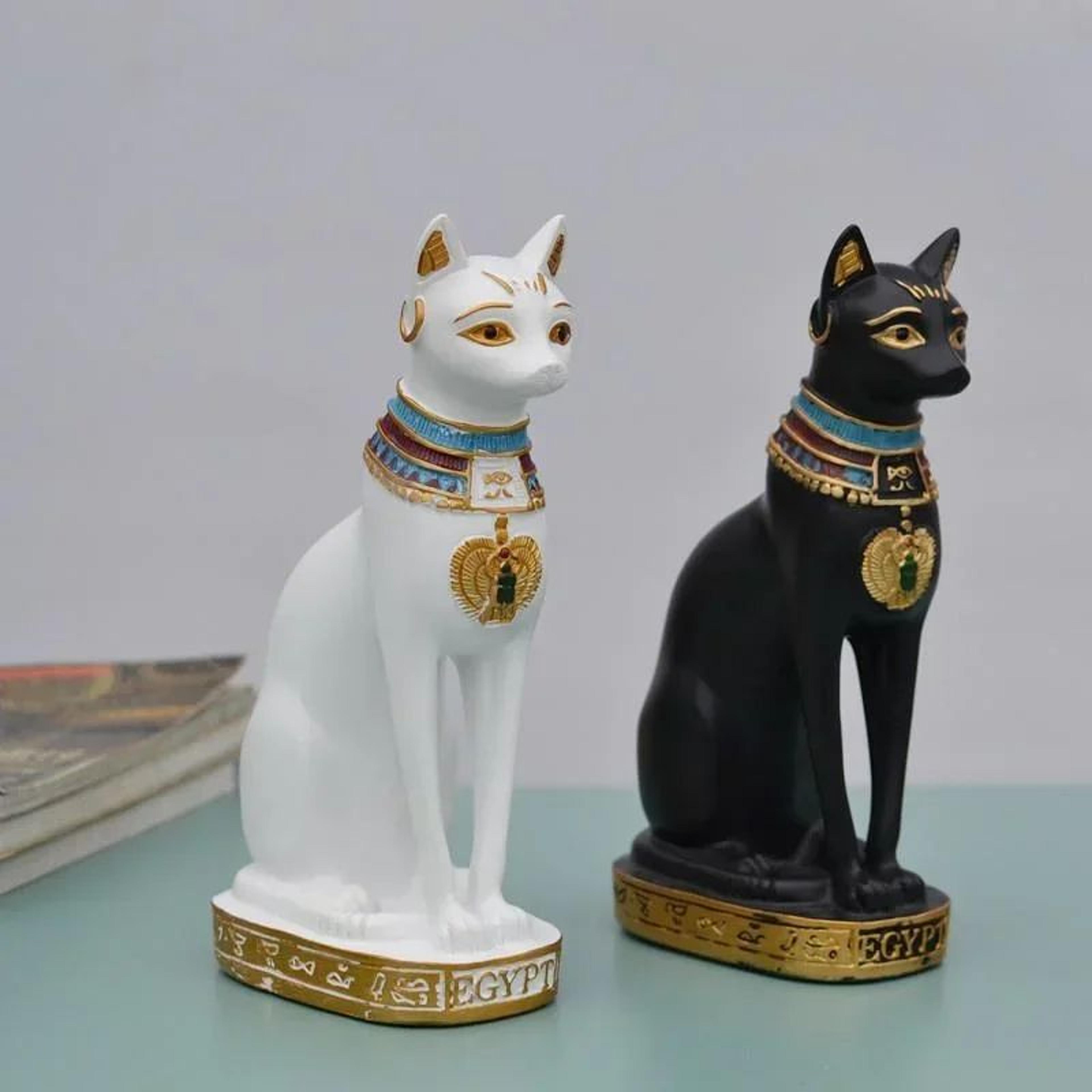 Regal Bastet Egyptian Cat Statue  Elegant Home Decor  Egyptian Figurine Accent 1