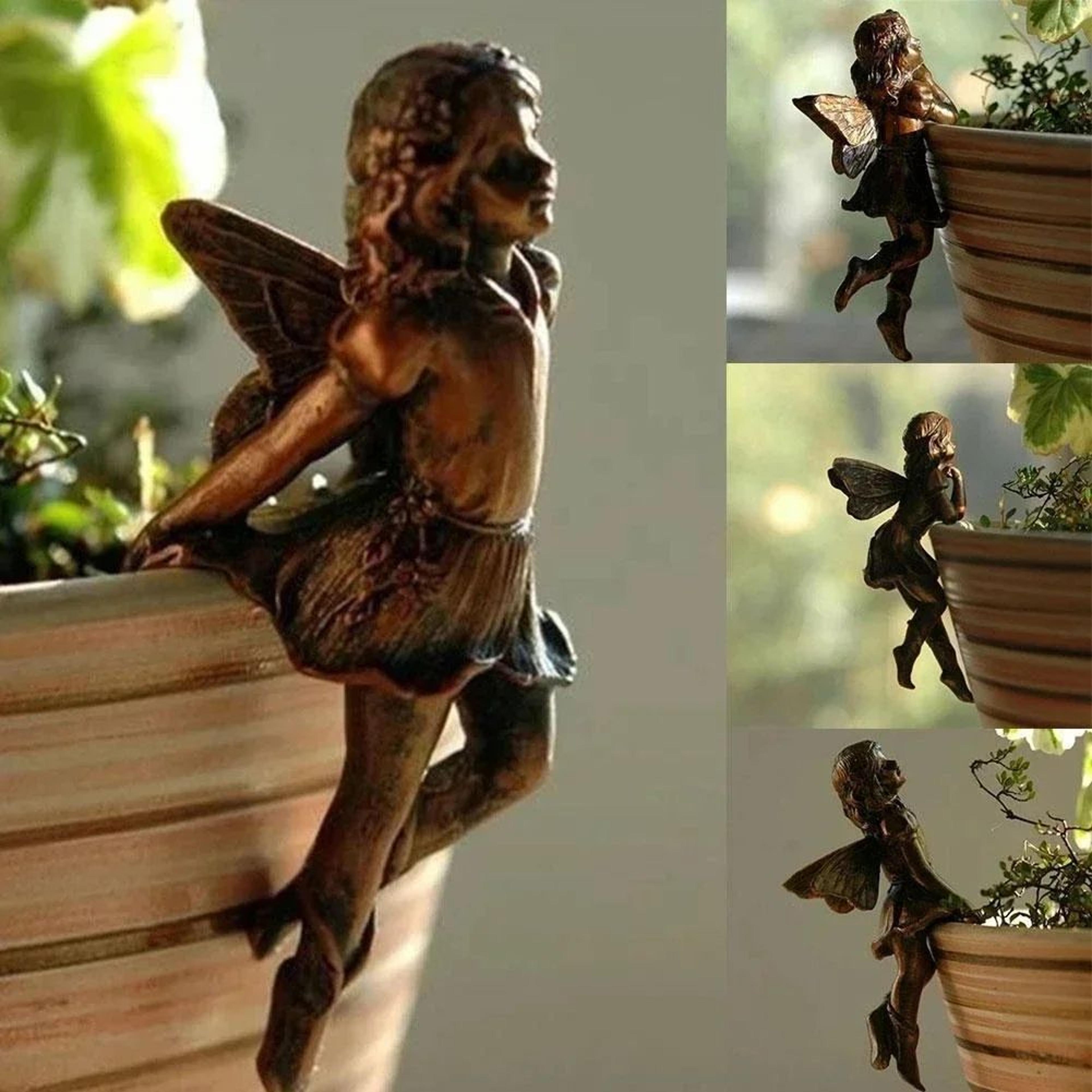 BlossomGrace Fairy Pot Huggers  Angel Resin Garden Planter Decoration For Flower Pots 2