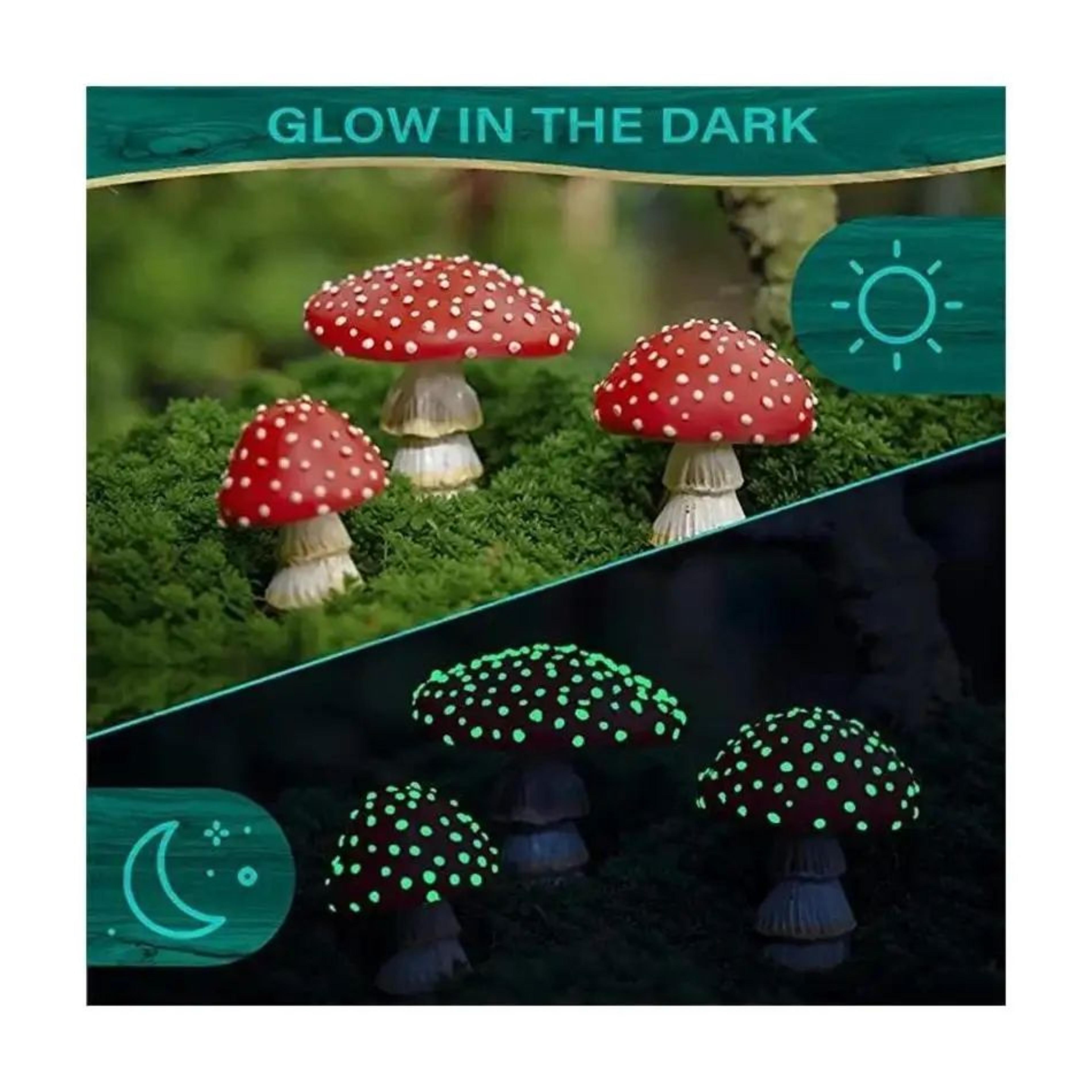 GlowShroom 3Piece Mini Mushroom Garden Decor  GlowintheDark Fairy Garden Miniatures 0