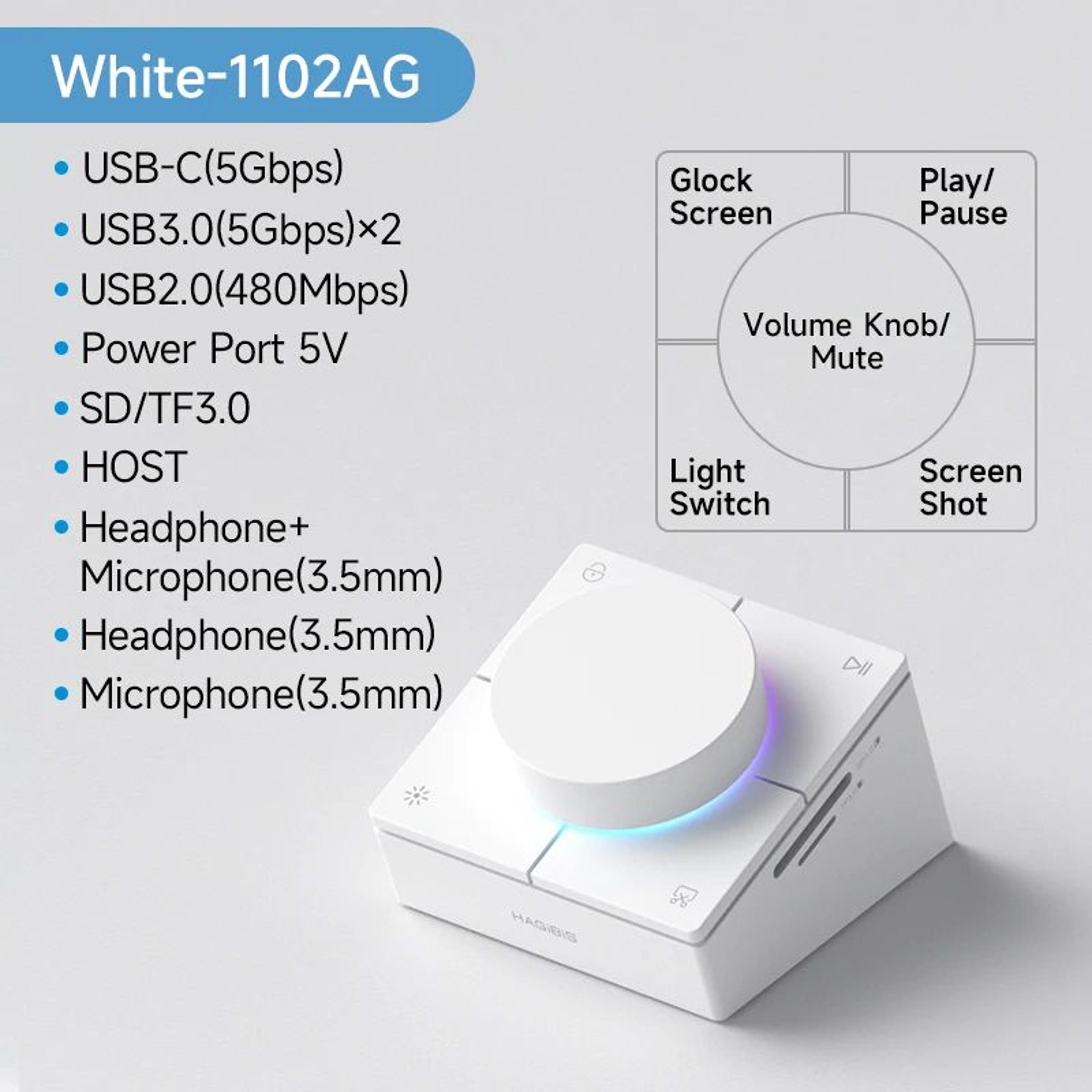 Hagibis ProControl USB C Hub With Volume Knob  25G TypeC Docking Station With Shortcut Buttons 7
