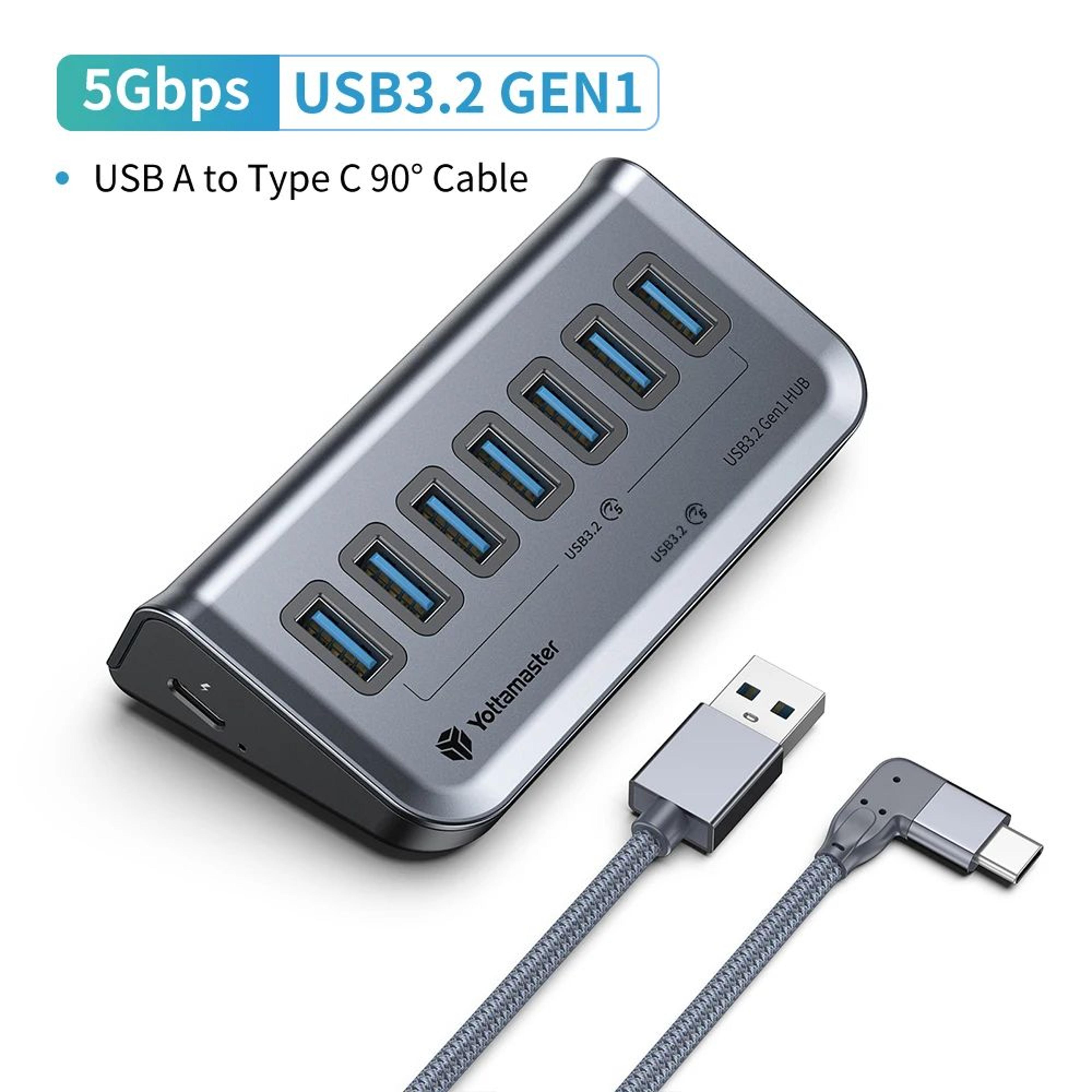 Yottamaster 7Port USBC 32 Hub  Powered 10Gbps USB Data Hub With 5V3A Adapter 5