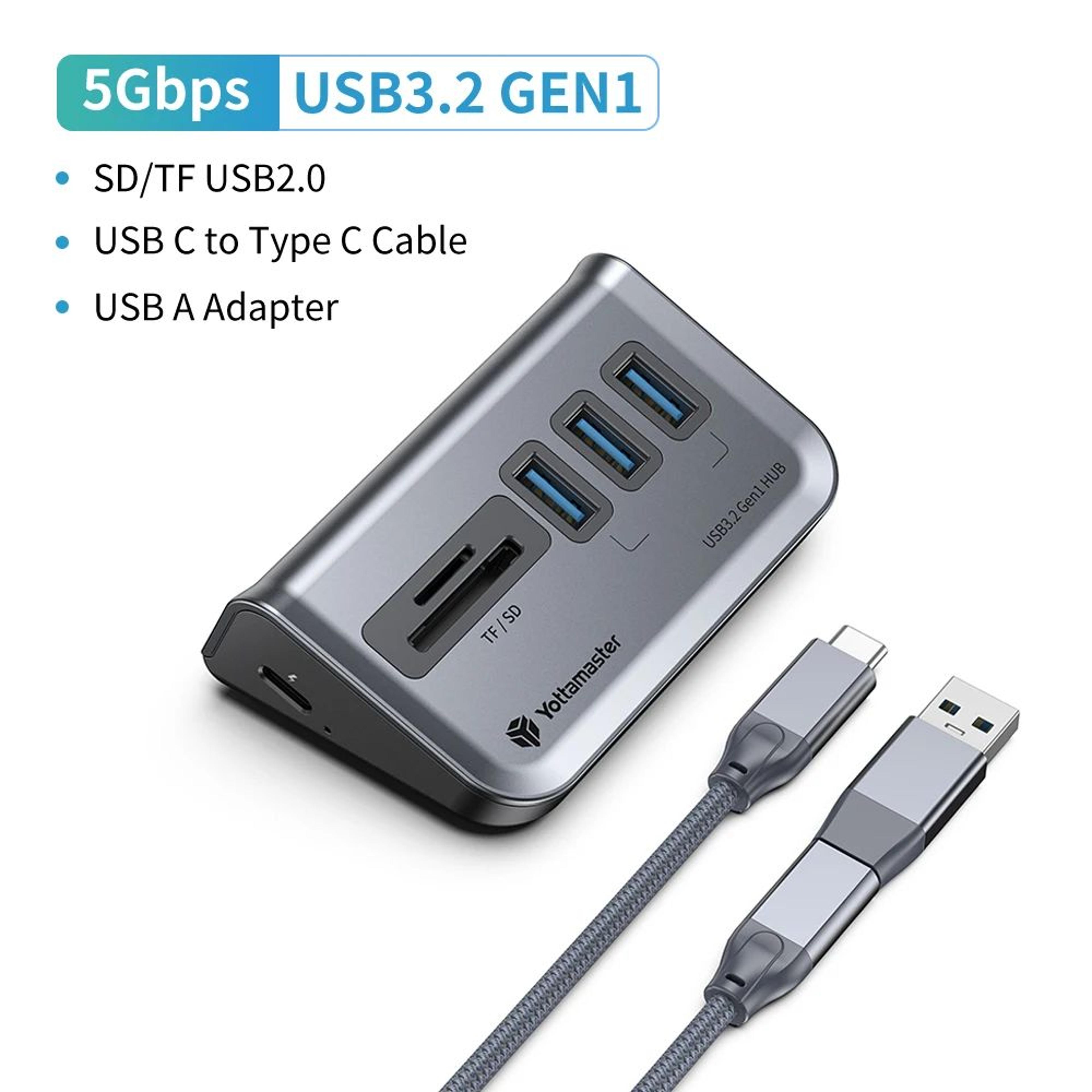 Yottamaster 7Port USBC 32 Hub  Powered 10Gbps USB Data Hub With 5V3A Adapter 11