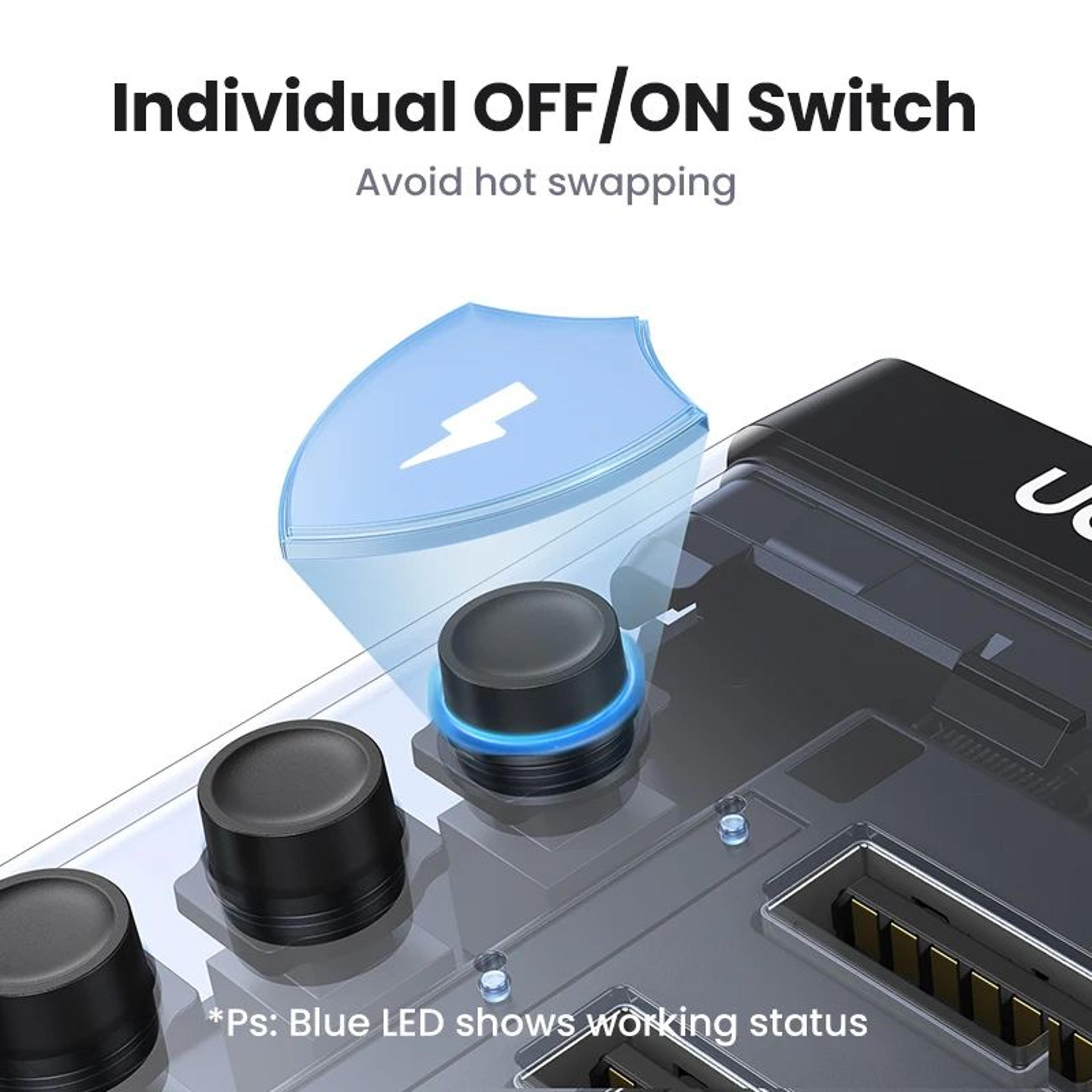 UGREEN 7Port USB 30 Hub With Individual Switches  Power Adapter 2