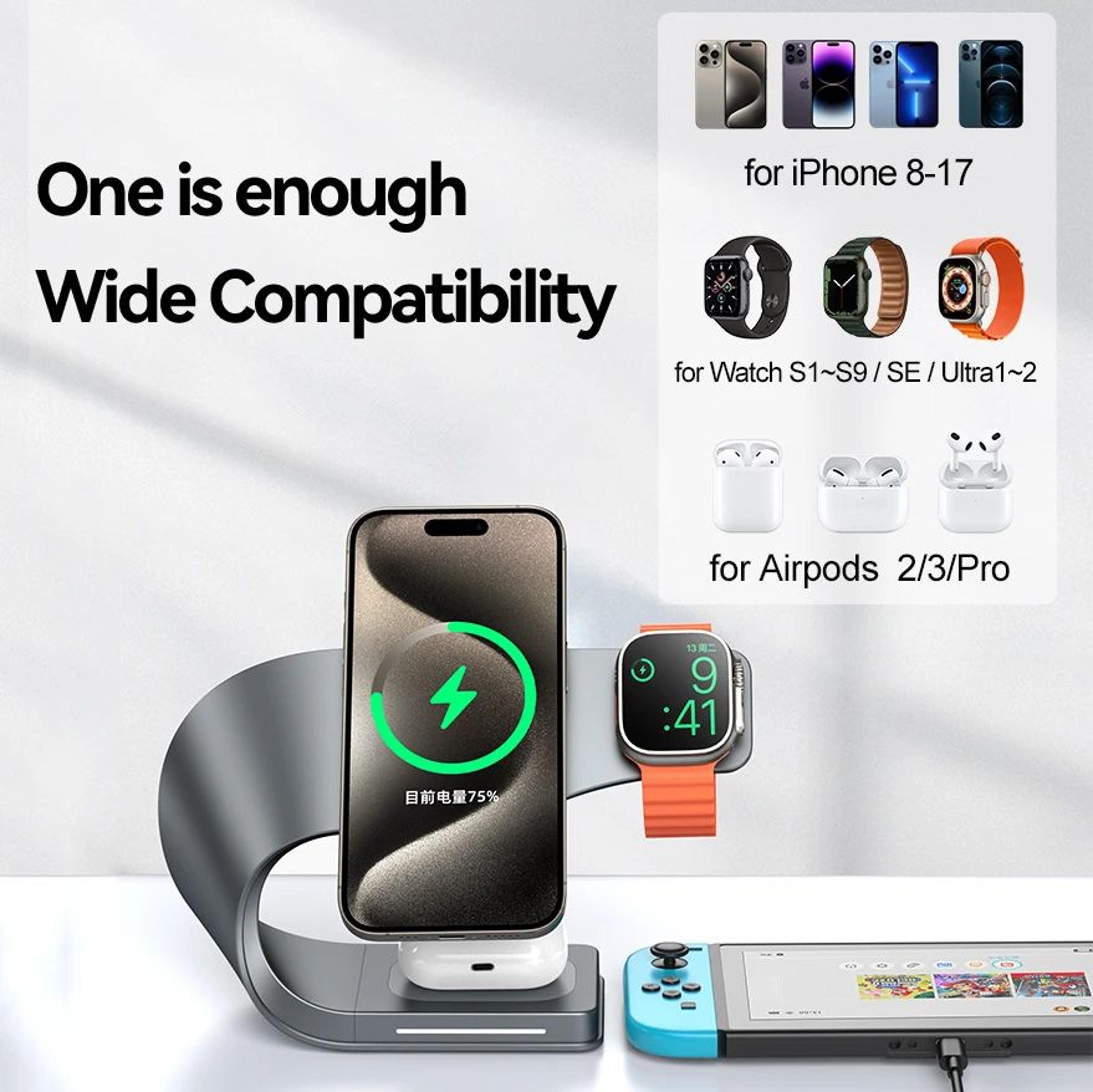 4in1 Magnetic Wireless Charging Station 15W Fast Charger Stand For IPhone AirPods  Apple Watch 2
